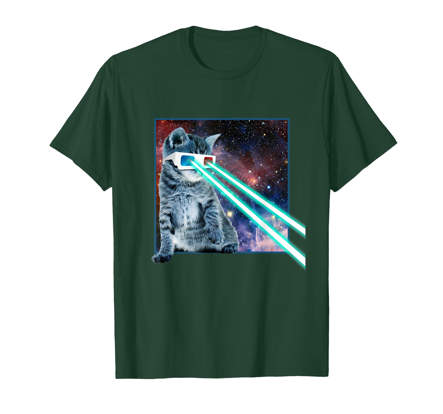 Laser Eye Cat | 3D Glasses | Kitty Galaxy Space Xmas Gift T-Shirt for Men Women Kids