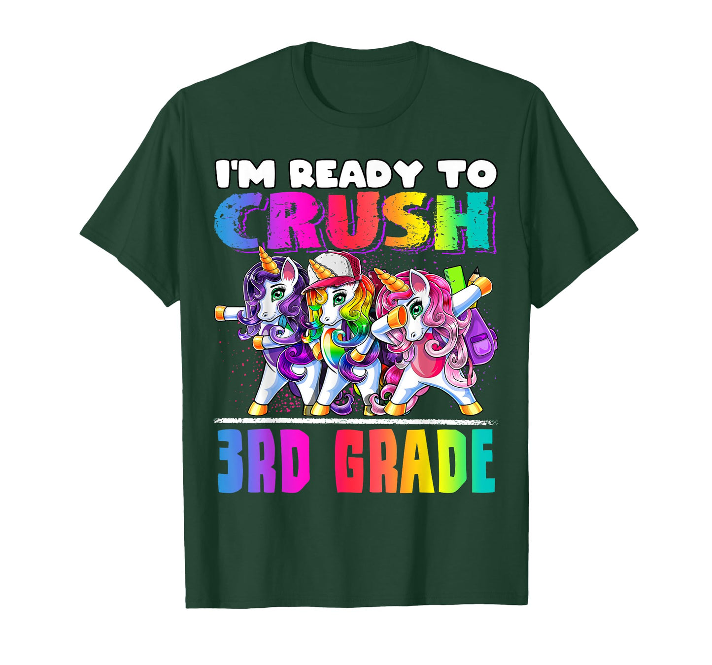 Crush 3rd Grade Dabbing Unicorn Back to School Backpack Girl T-Shirt