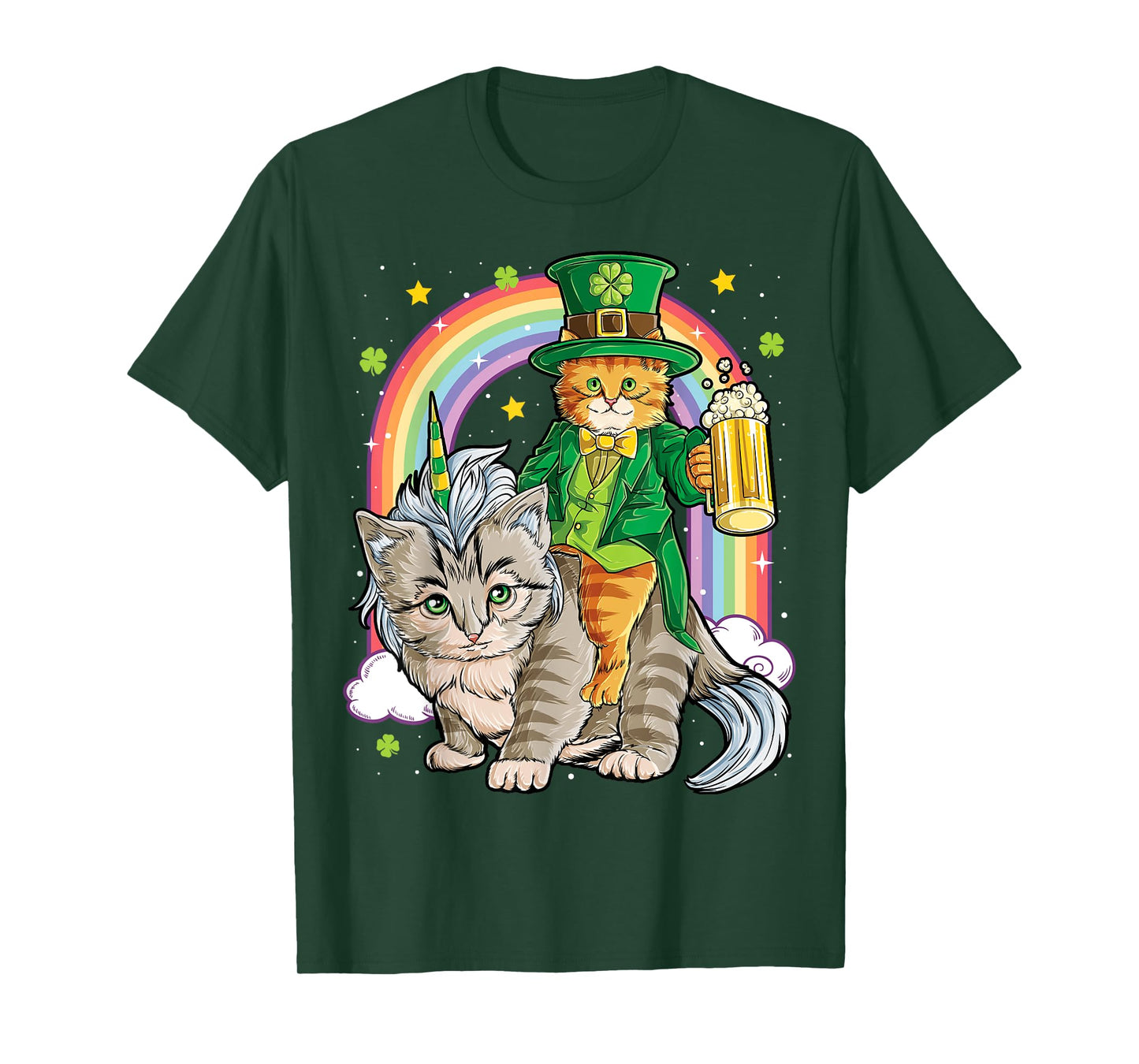 Cat St Patricks Day Leprechaun Riding Caticorn Unicorn Women T-Shirt