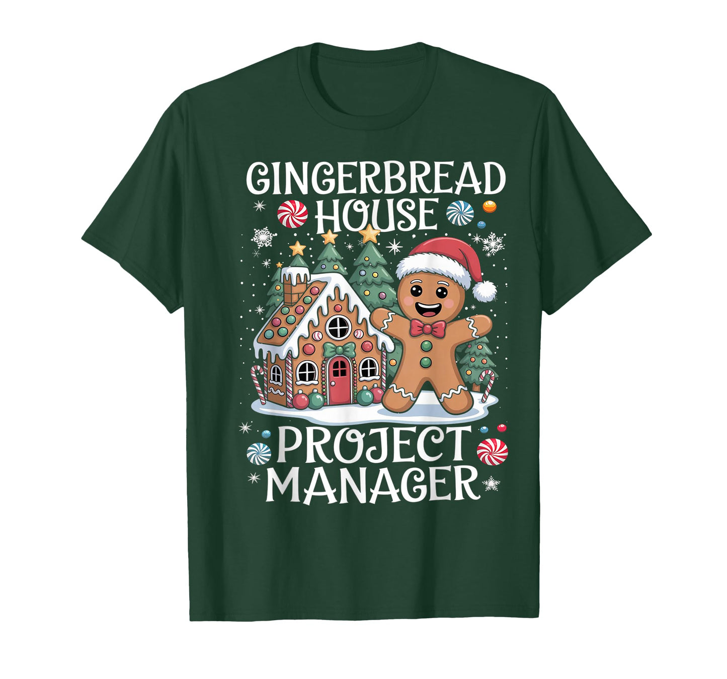 Gingerbread House Project Manager Decorating Baking Xmas T-Shirt
