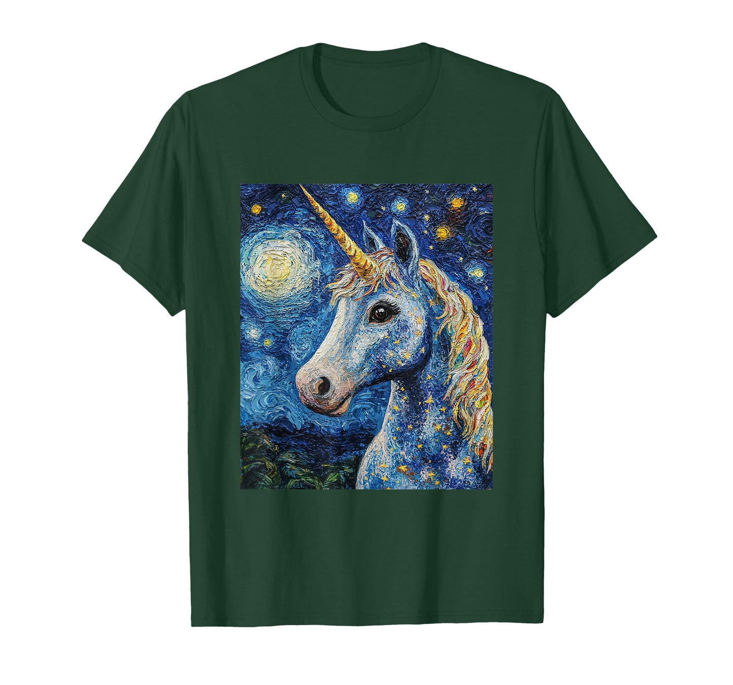 Cute Unicorn - Van Gogh Style - Starry Night T-Shirt