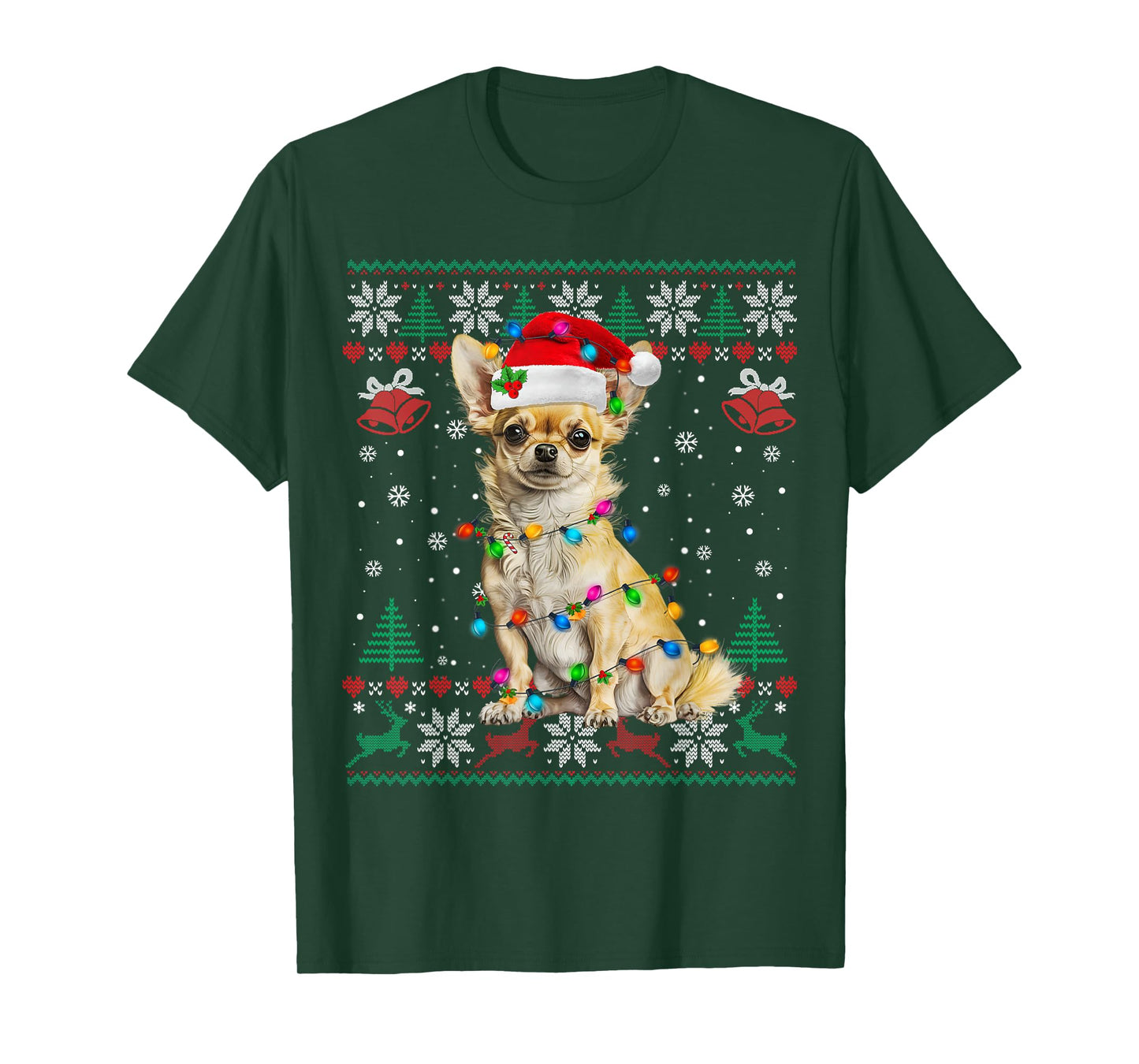 Chihuahua Christmas Santa Ugly Sweater Dog Lover Xmas T-Shirt