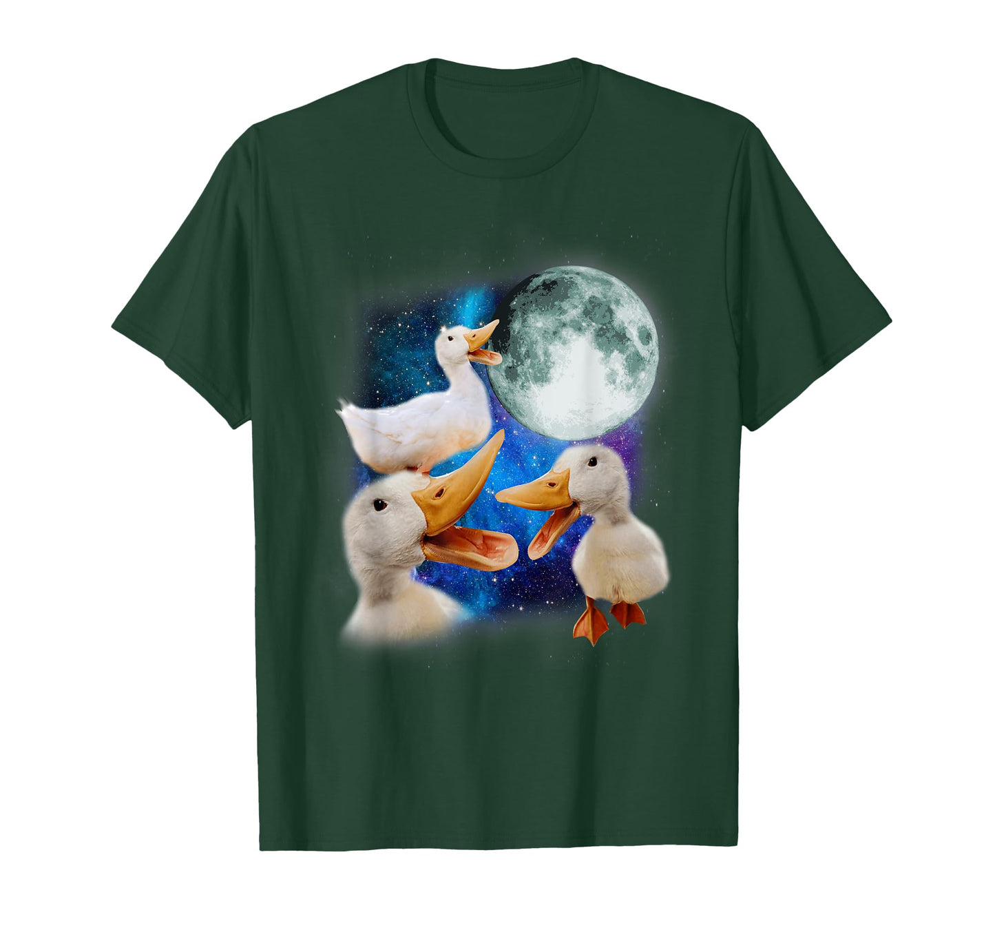 3 Ducks Howl At Moon Funny Weird Cursed Pekin Duck Lover T-Shirt