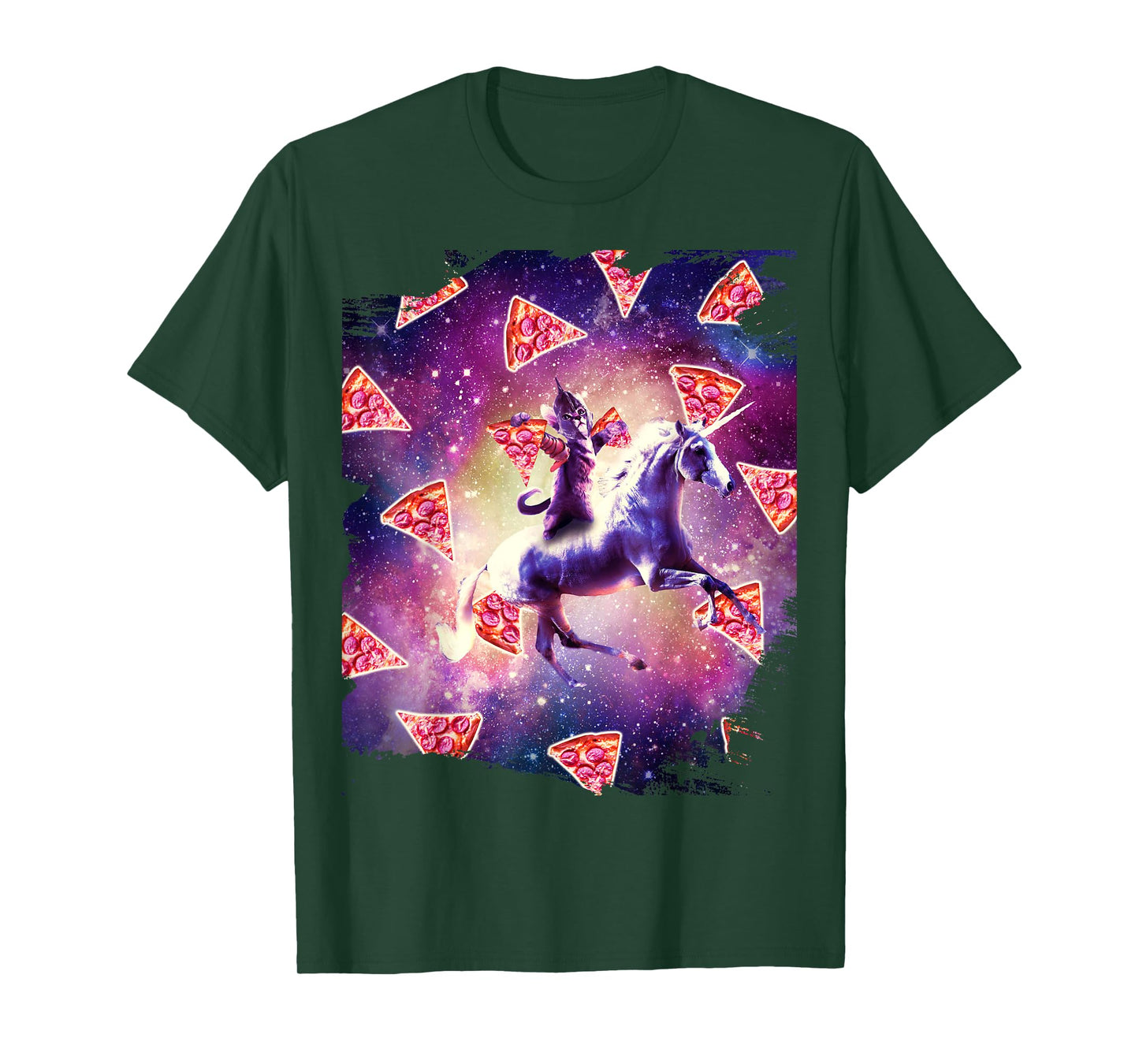 Warrior Space Cat On Unicorn - Pizza Men Women Kids T-Shirt