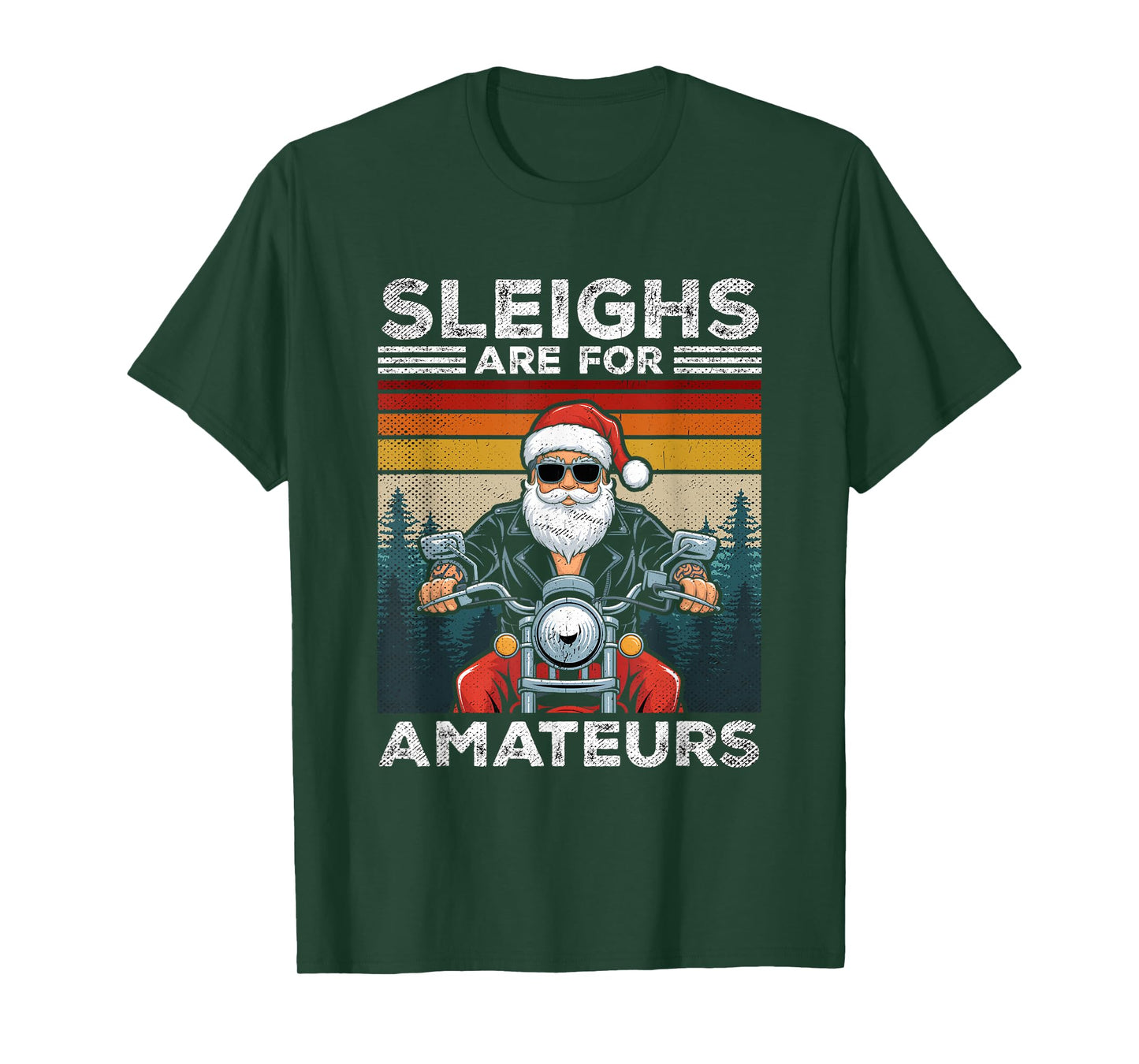 Christmas Funny Santa Claus Retro X-Mas Vacation Motorcycle T-Shirt