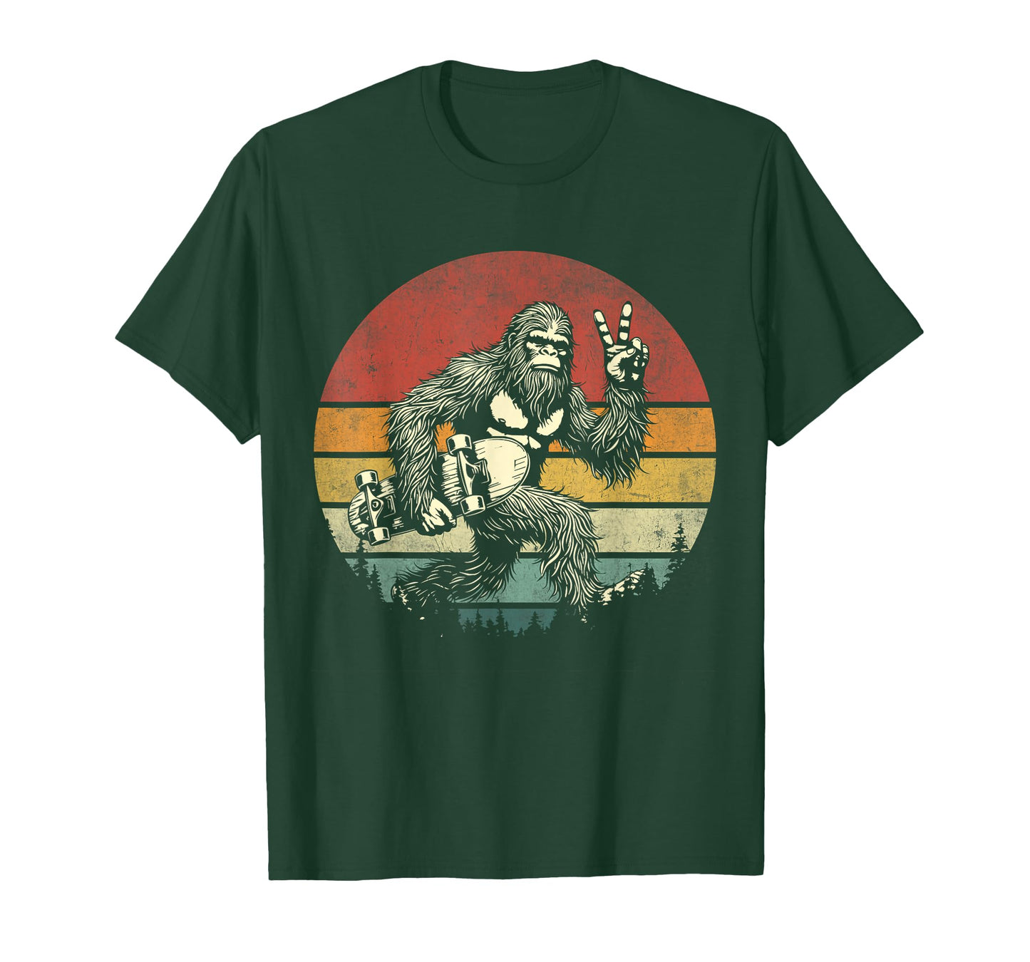 Funny Retro Bigfoot Skater Vintage Sasquatch Skateboarding T-Shirt