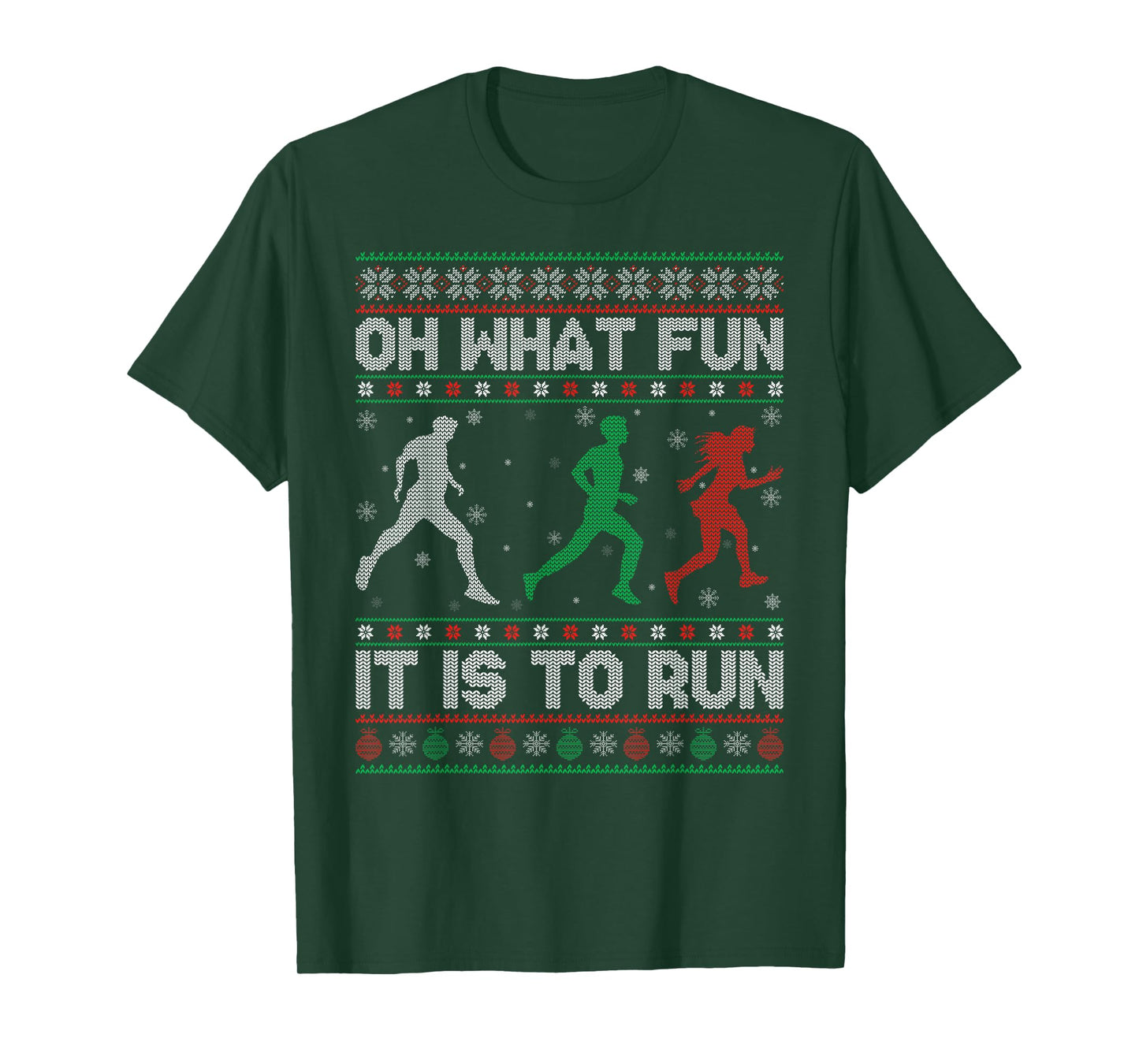 Oh What Fun is It to Run Ugly Christmas Sweater Running Xmas T-Shirt