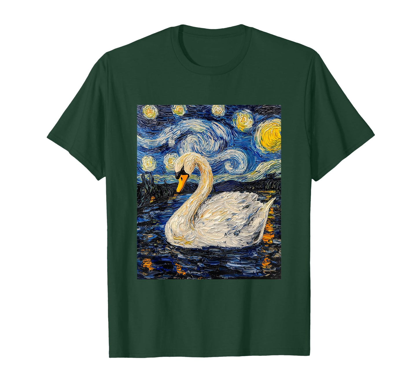 Cute Swan Bird - Van Gogh Style - Starry Night T-Shirt