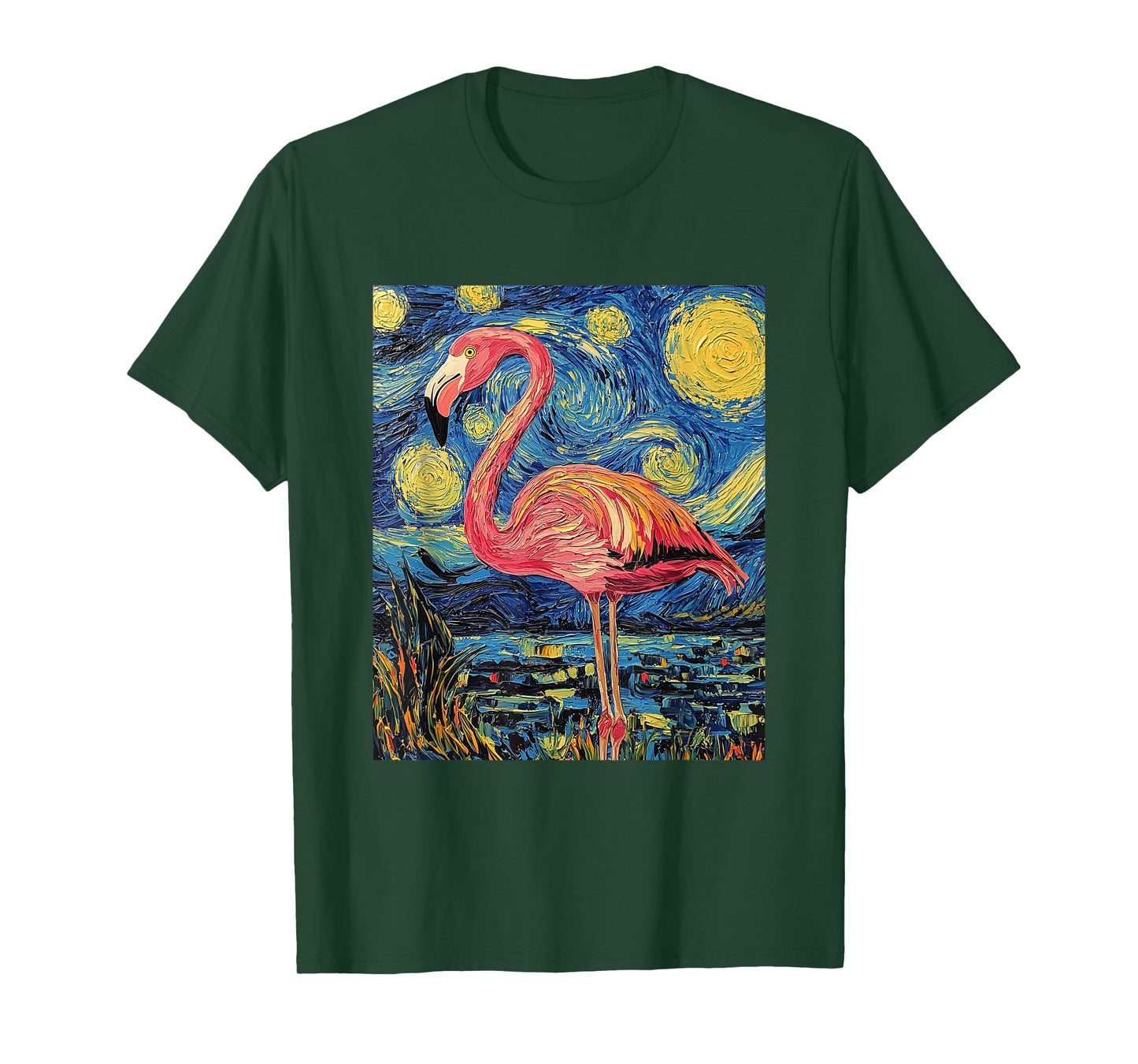 Cute Flamingo - Van Gogh Style - Starry Night T-Shirt