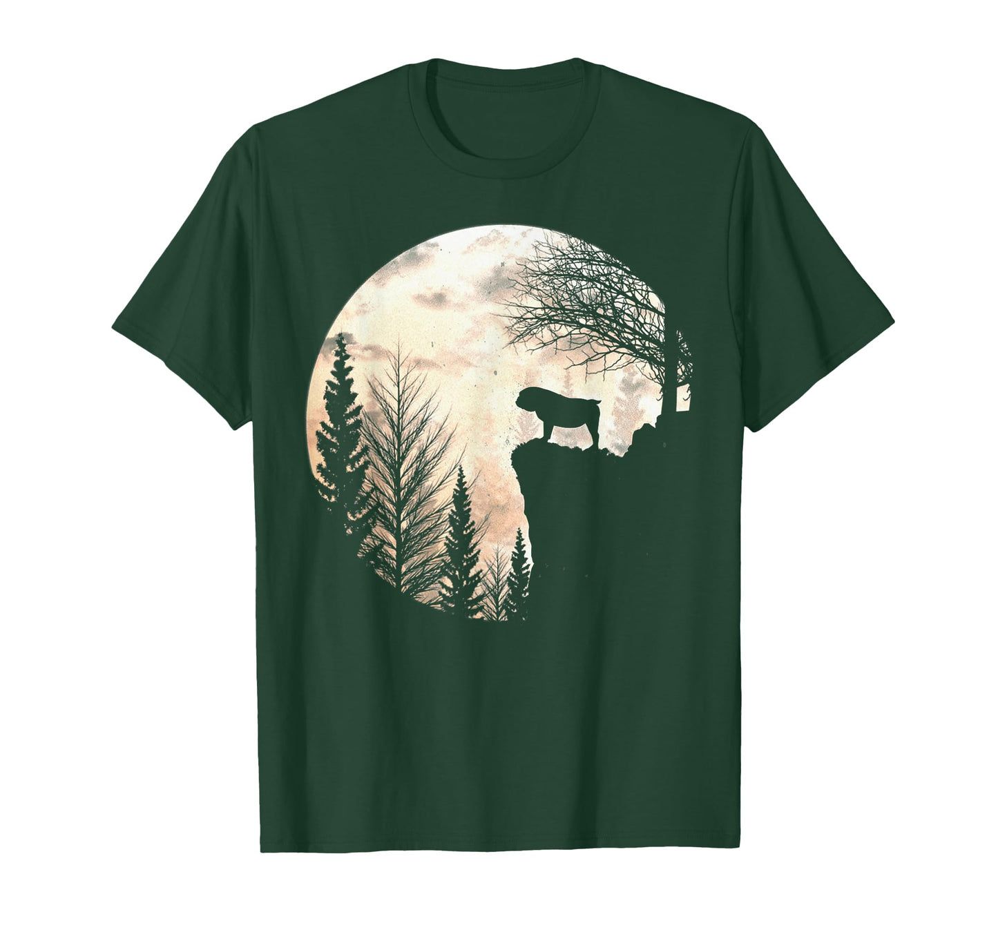 Bulldog Silhouette Dog Scary And Moon Halloween Costume T-Shirt