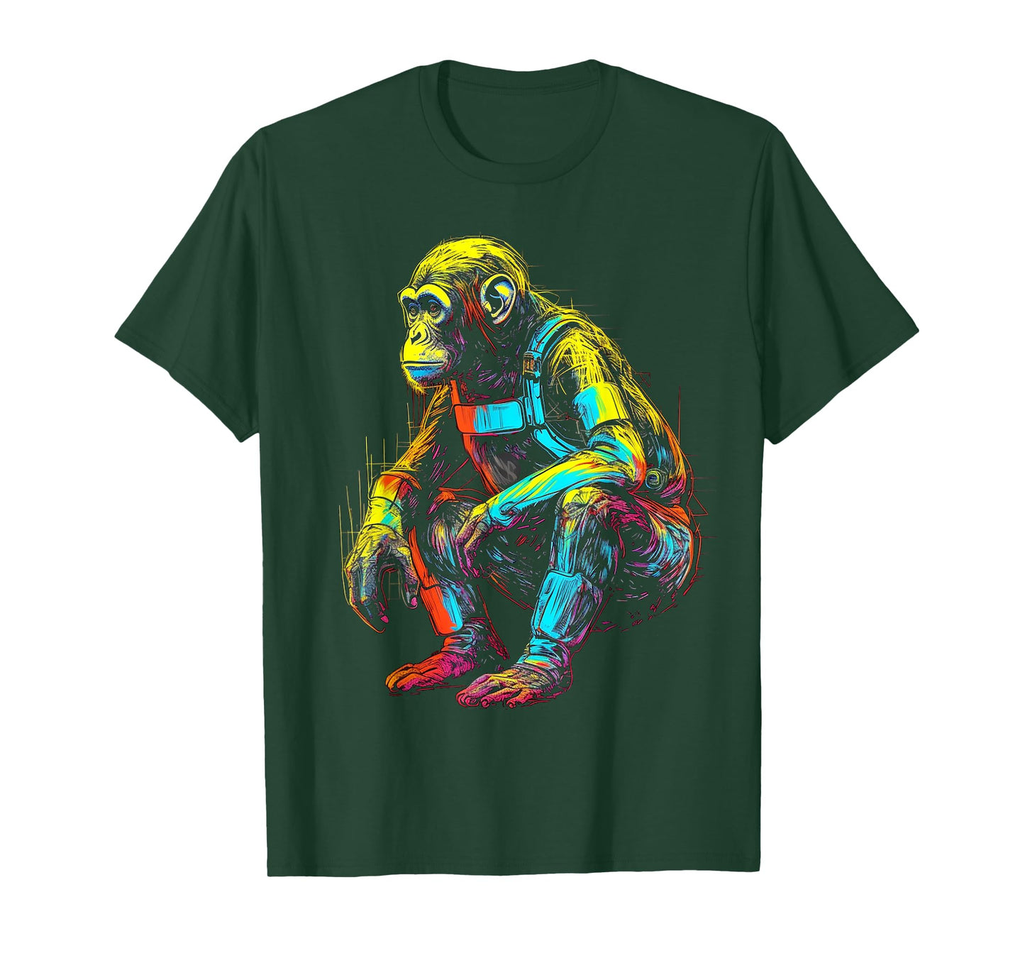 Monkey Fanatsy Chimpanzee Colourful Art Animal Motif Monkey T-Shirt