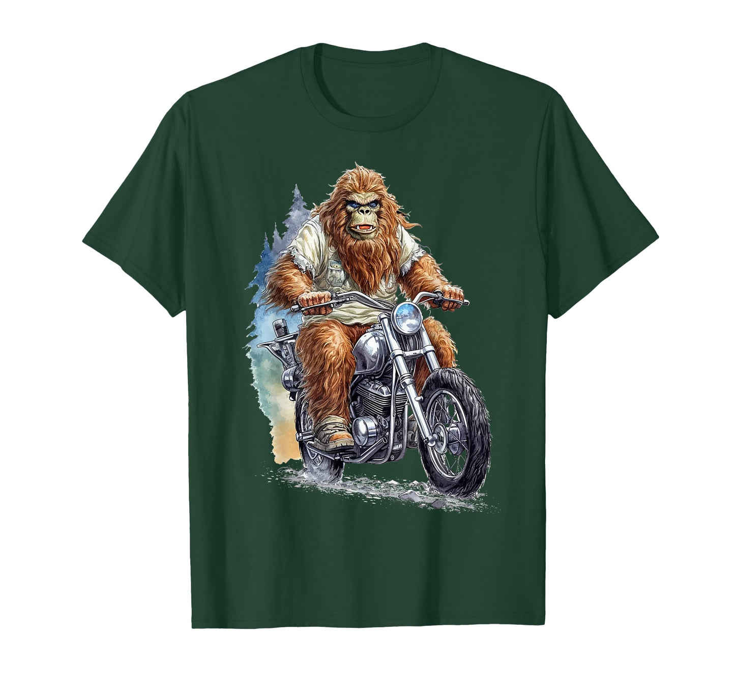 Bigfoot Riding Motorcycle Bike Funny Bigfoot Sasquatch Biker T-Shirt
