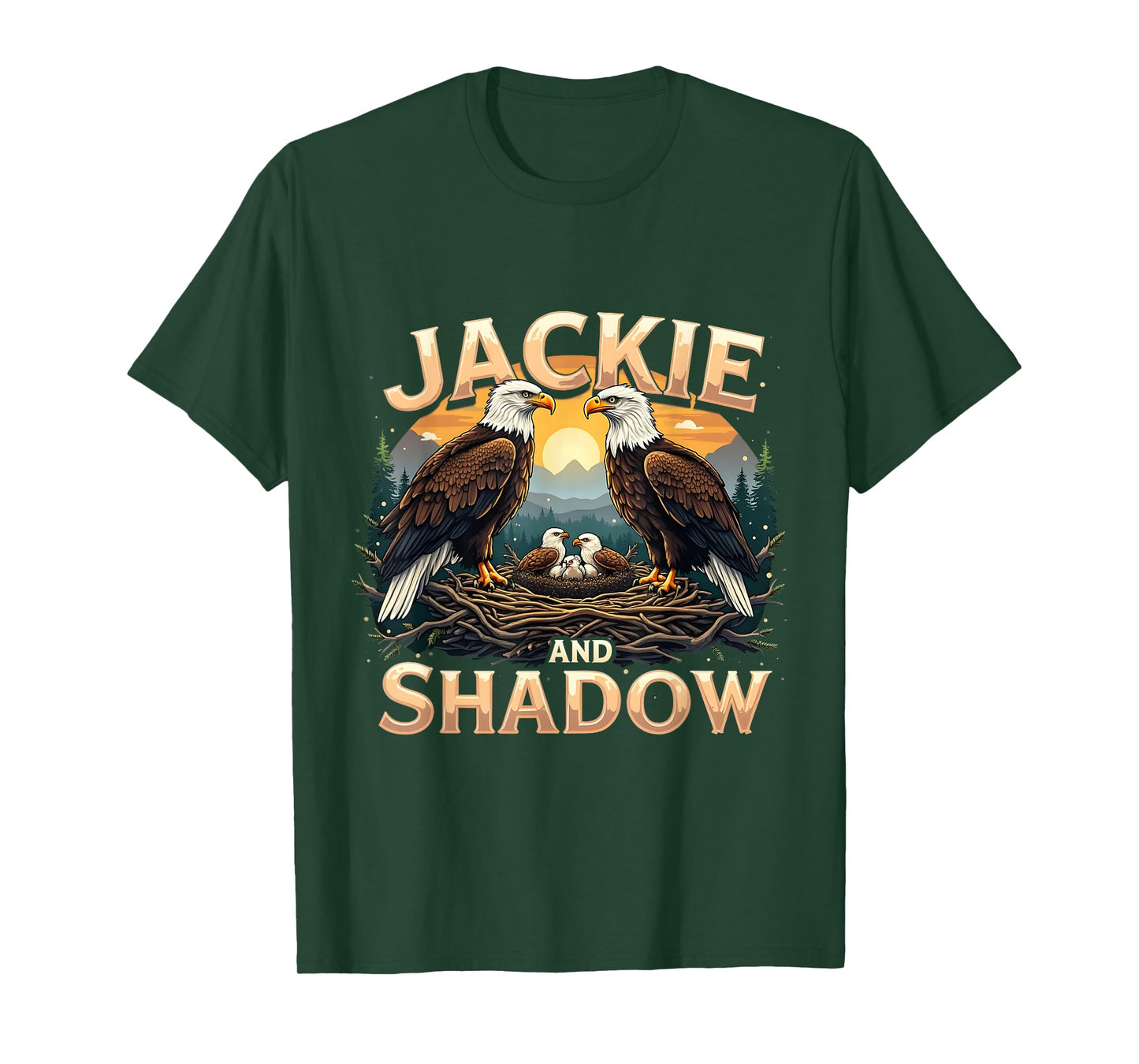 Vintage Jackie and Shadow Bald Eagle Family Design Graphic T-Shirt