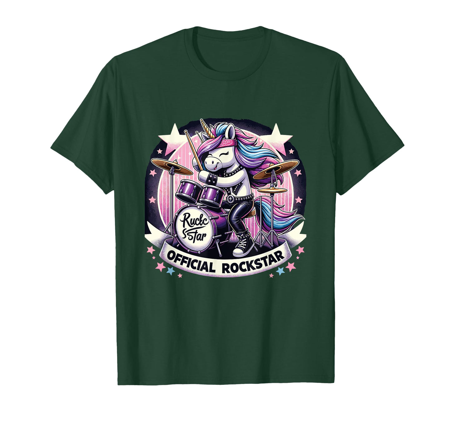 Funny Unicorn Drums Rockstar Band official rockstar T-Shirt