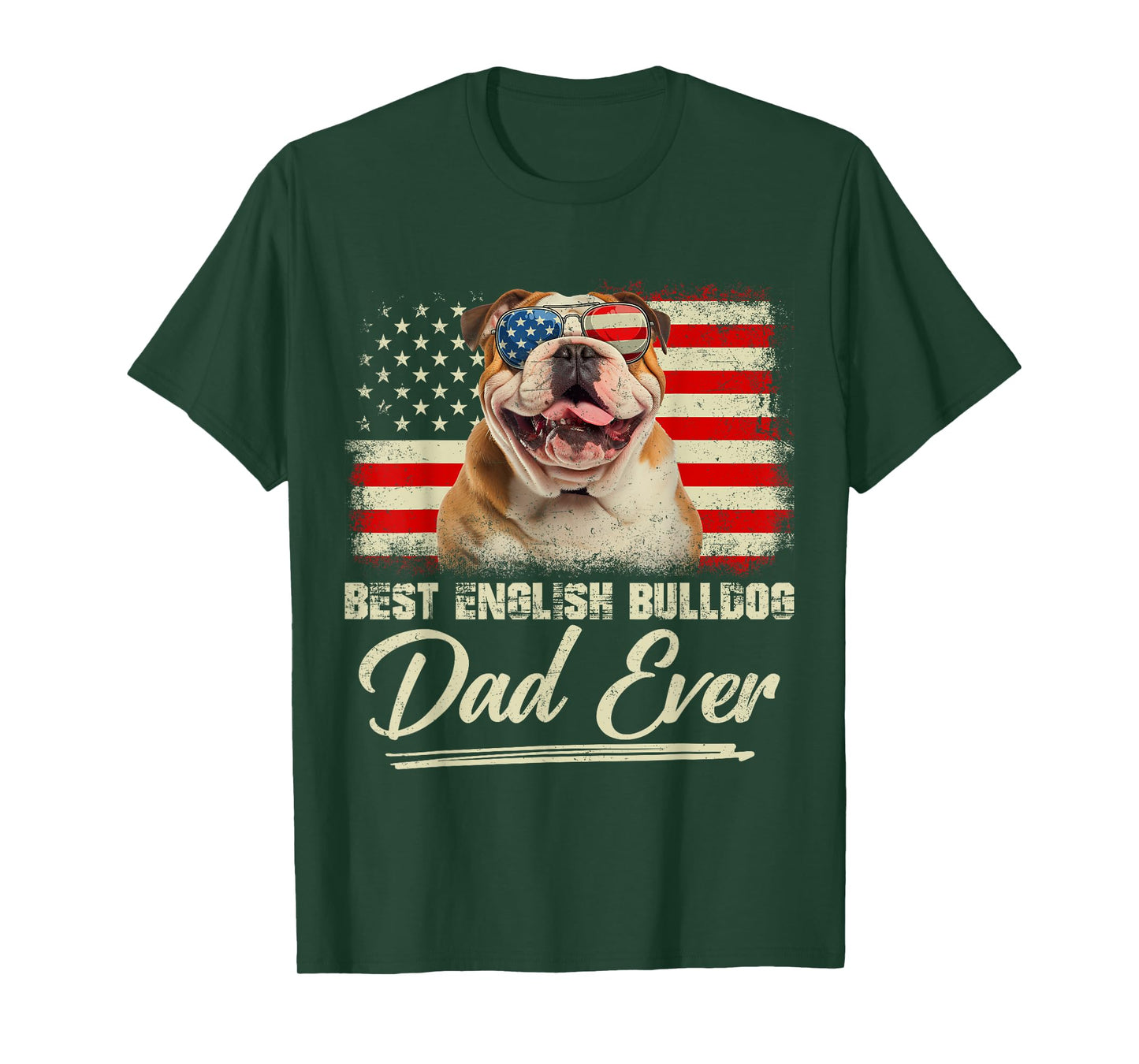 Best English Bulldog Dad Ever Daddy USA Flag Fathers Day Men T-Shirt
