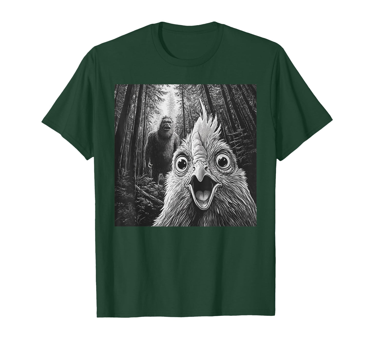 Chicken Selfie With Bigfoot Sasquatch Funny T-Shirt