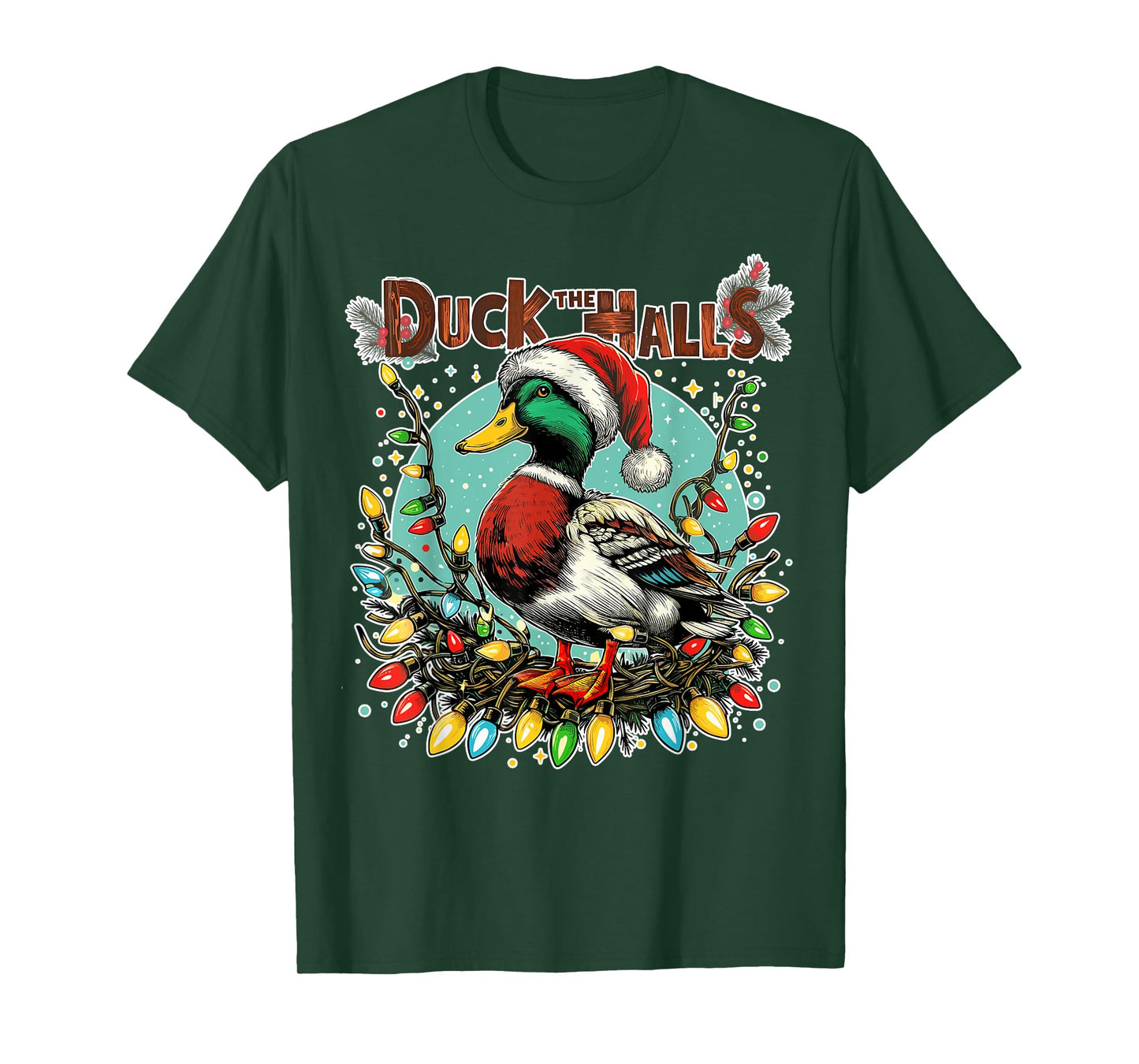 Retro Duck Christmas Lights Merry Ducking Christmas Animal T-Shirt