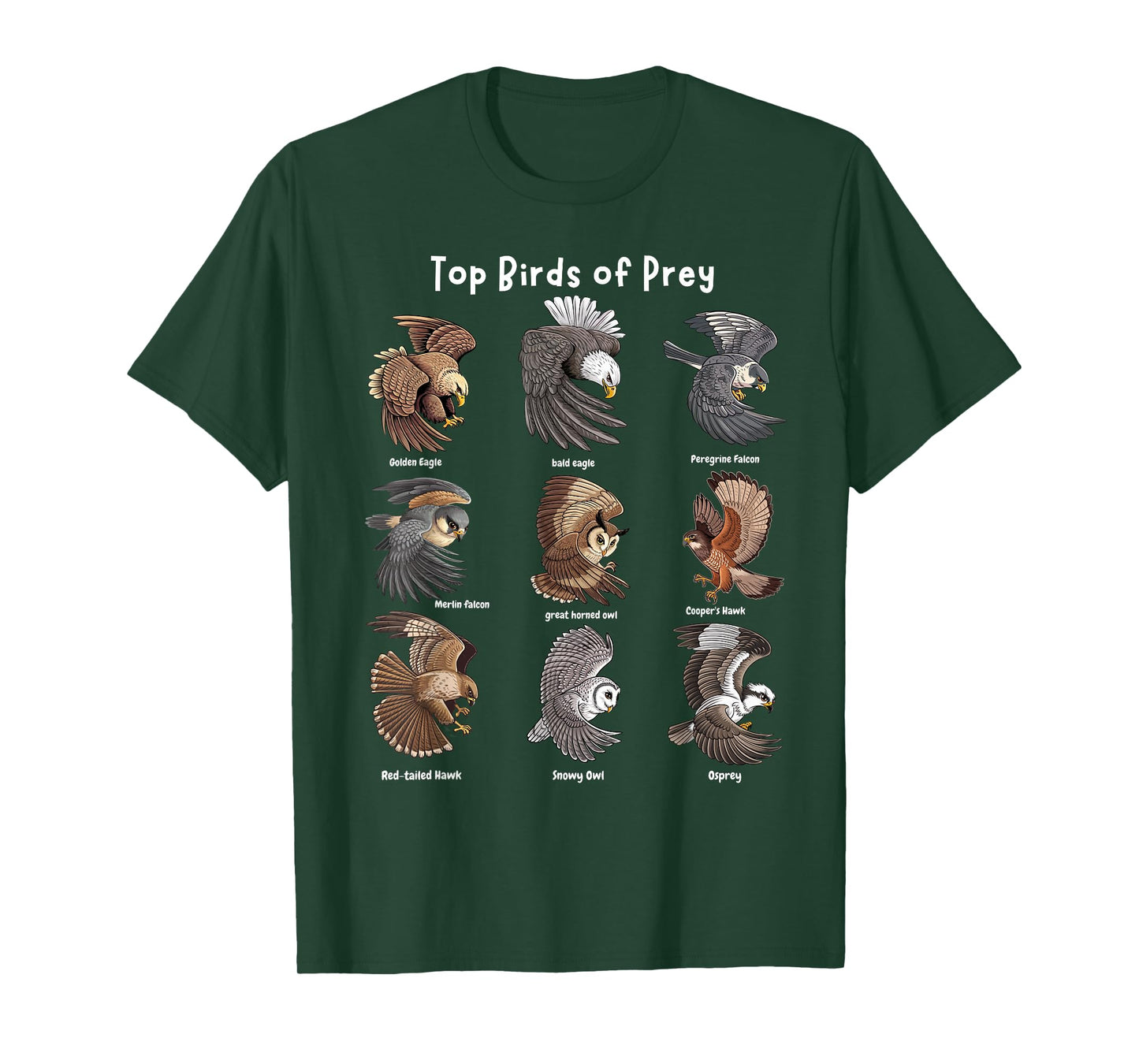 top Birds of Prey Educational top world predatory bird lover T-Shirt