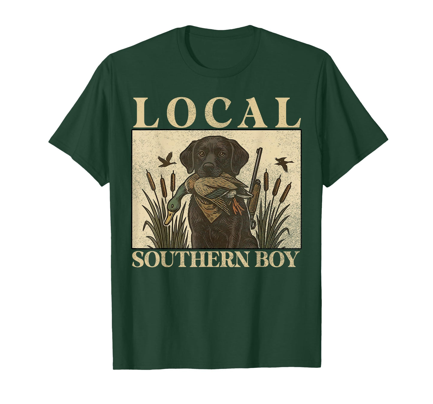 Local Southern Boy Duck Hunting Black Lab Outdoor Vintage T-Shirt