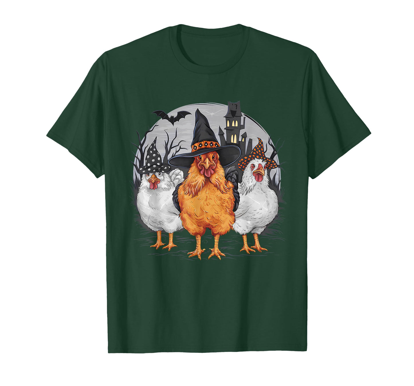 Funny Halloween Chickens Witch Spooky Season T-Shirt