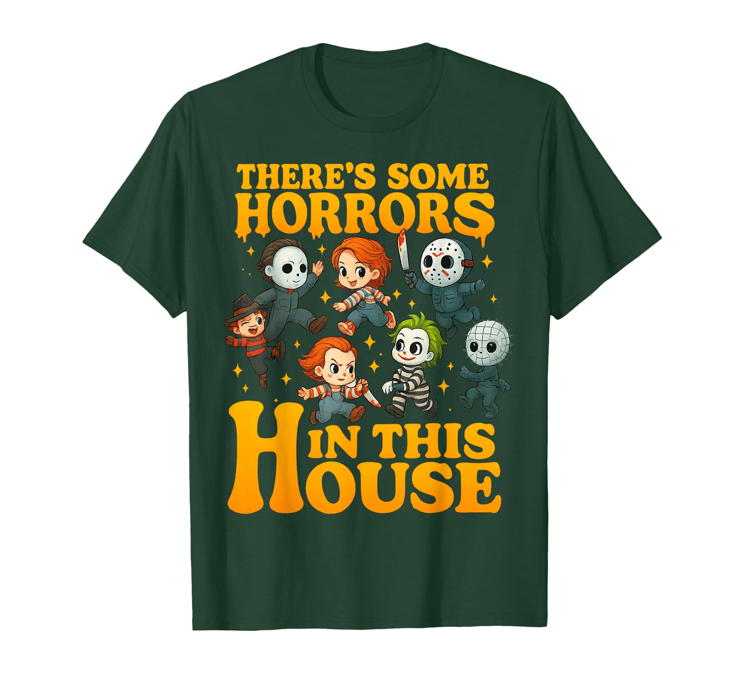 There's Some Horrors in This House Funny Horror Characters T-Shirt