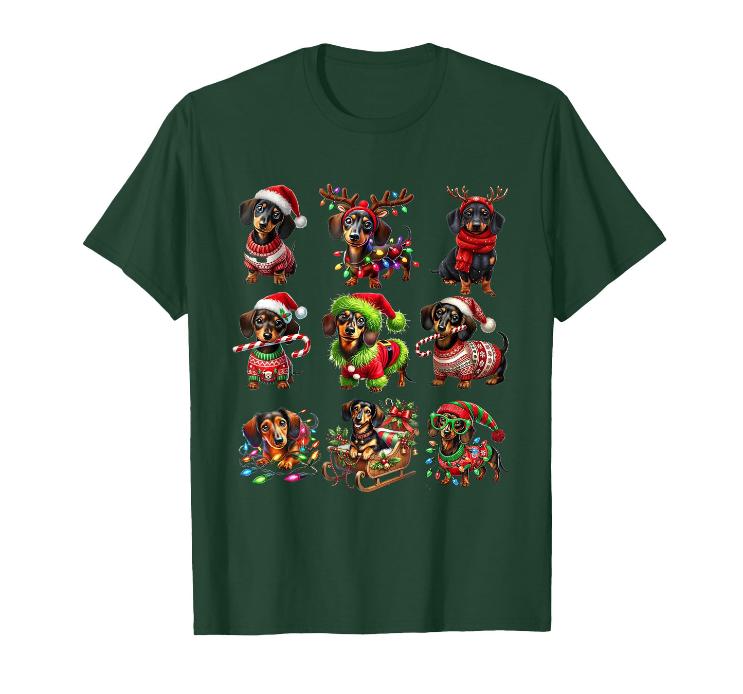 Dachshund Dogs Christmas Merry Woofmas Xmas For Dog Lover Men Women Kids T-Shirt