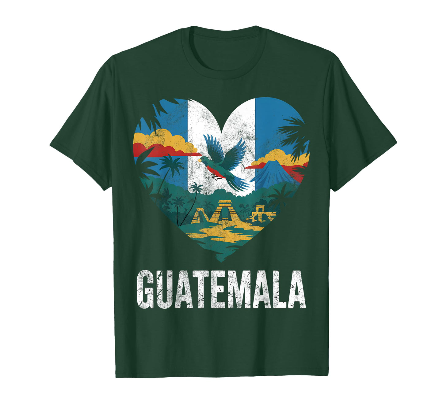 Guatemala Flag Heart Distressed T-Shirt