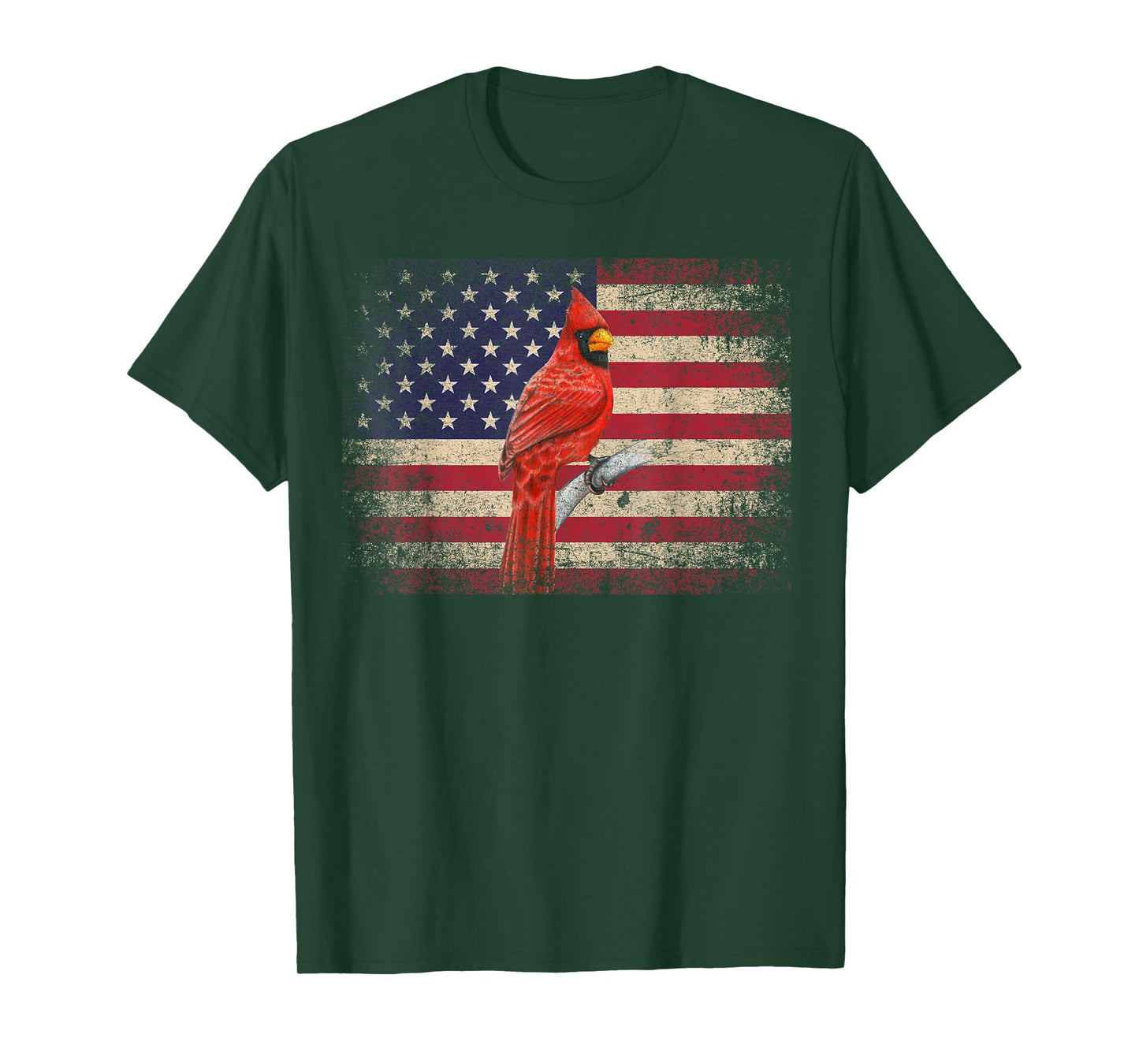 Cardinal Bird 4th of July Christmas Gift American Flag USA T-Shirt