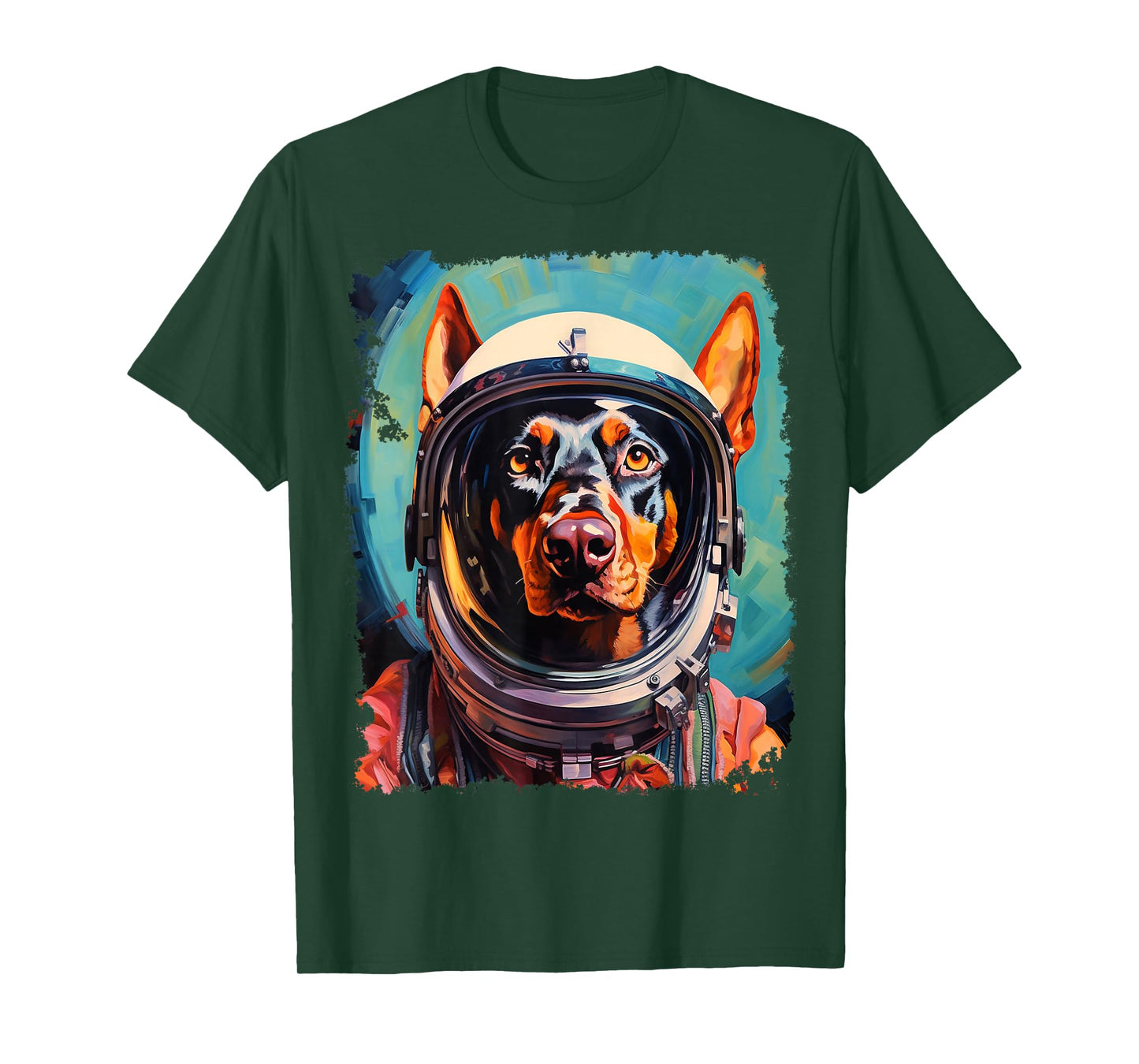 Pop Art Dog Doberman Space Astronaut T-Shirt
