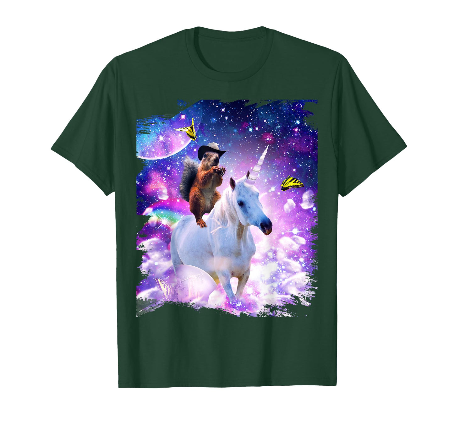 Random Galaxy Cowboy Squirrel Riding Unicorn T-Shirt
