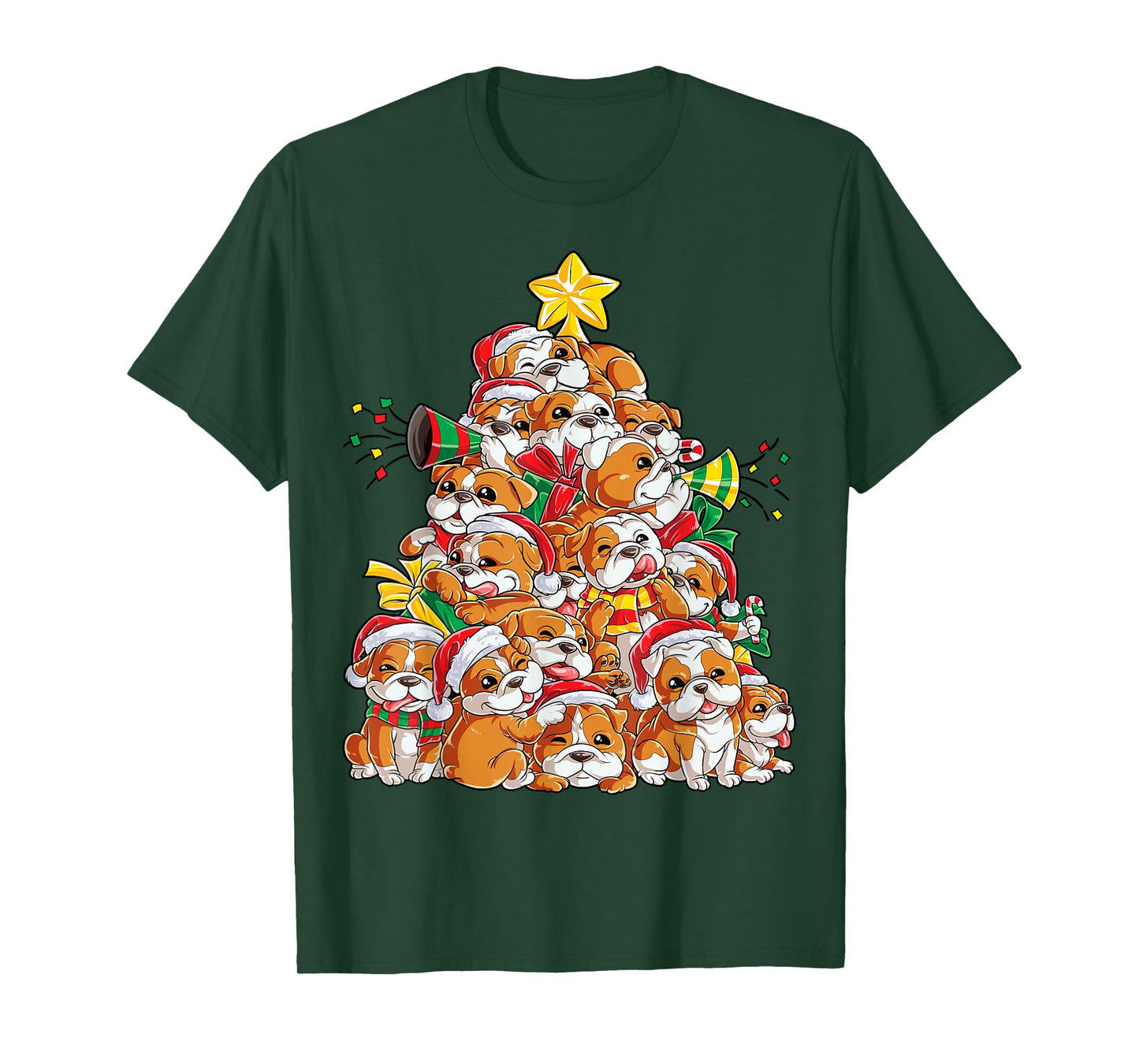 English Bulldog Christmas Tree Dog Santa Xmas Boys Dogmas T-Shirt
