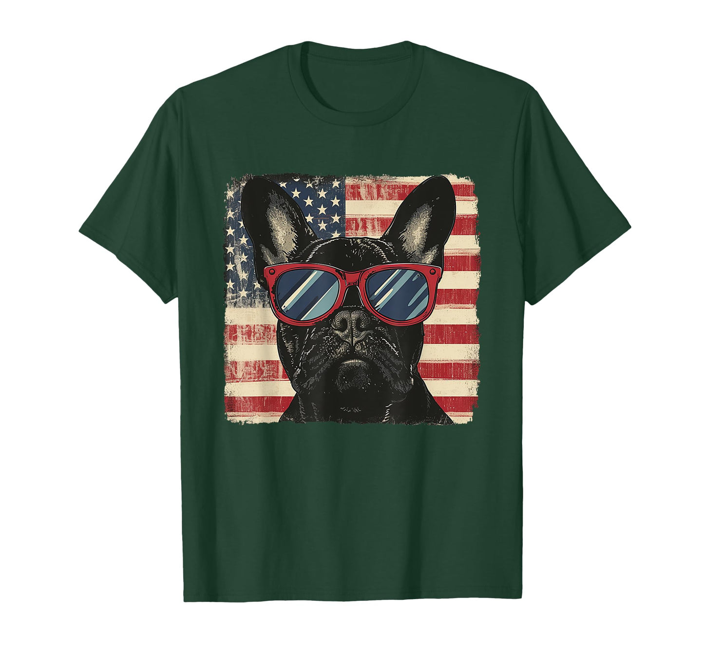 Frenchie America Flag 4th of July Women Men Kids T-Shirt