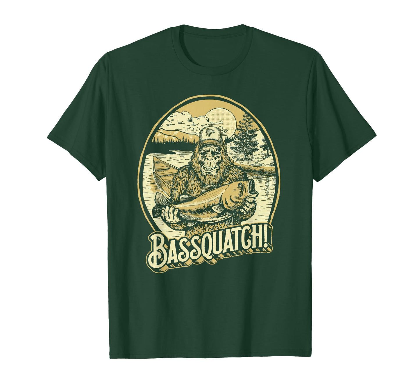 Bassquatch! Bass Fisherman Sasquatch Funny Bigfoot Fishing T-Shirt