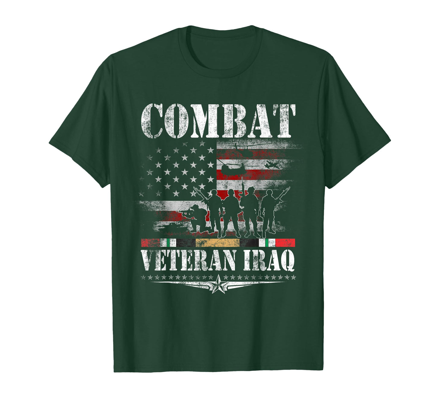 Combat Veteran Iraq T-Shirt Iraq War Service Flag Patriotic T-Shirt