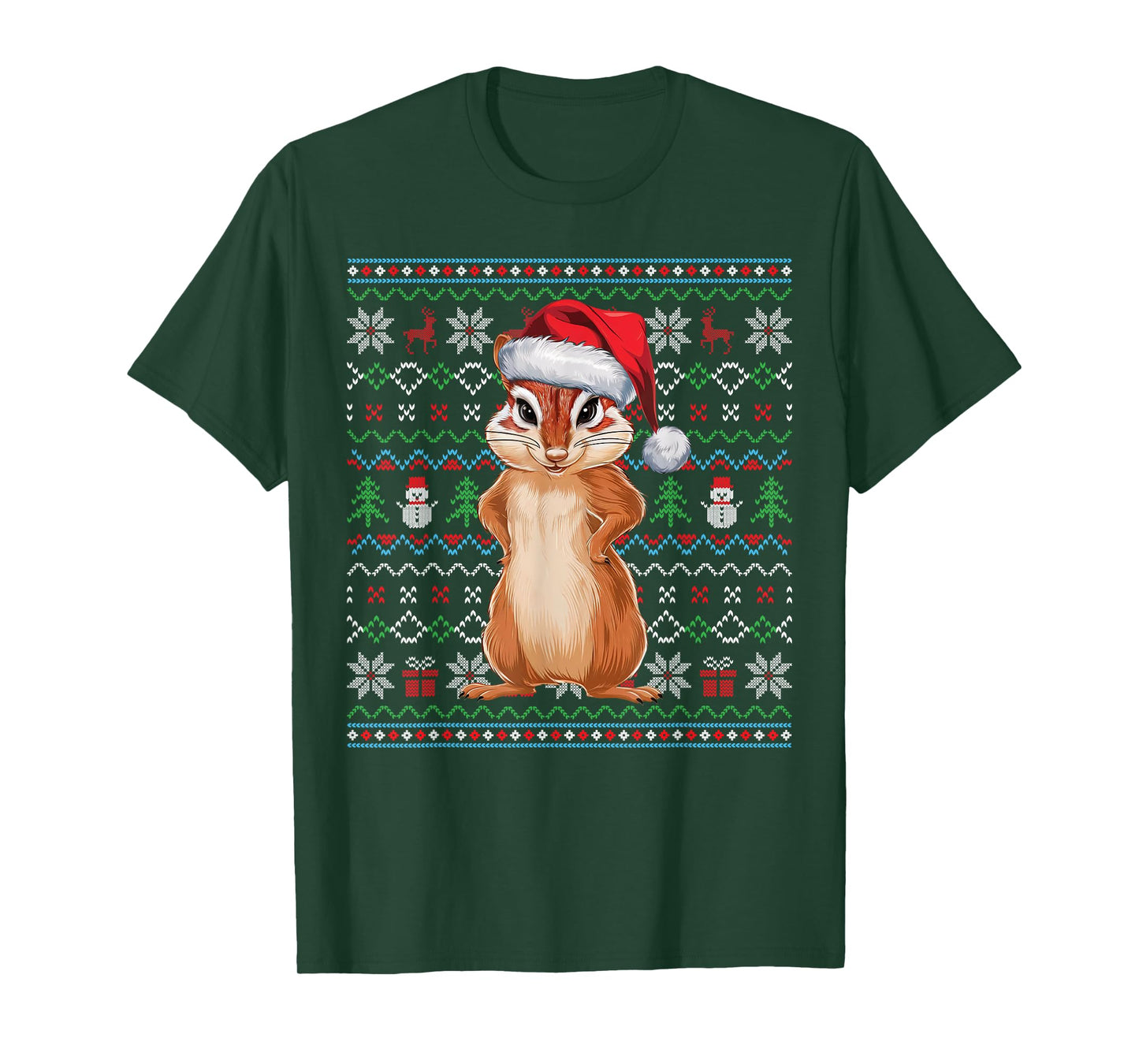 Ugly Chipmunk Lovers Xmas Sweater Santa Christmas T-Shirt