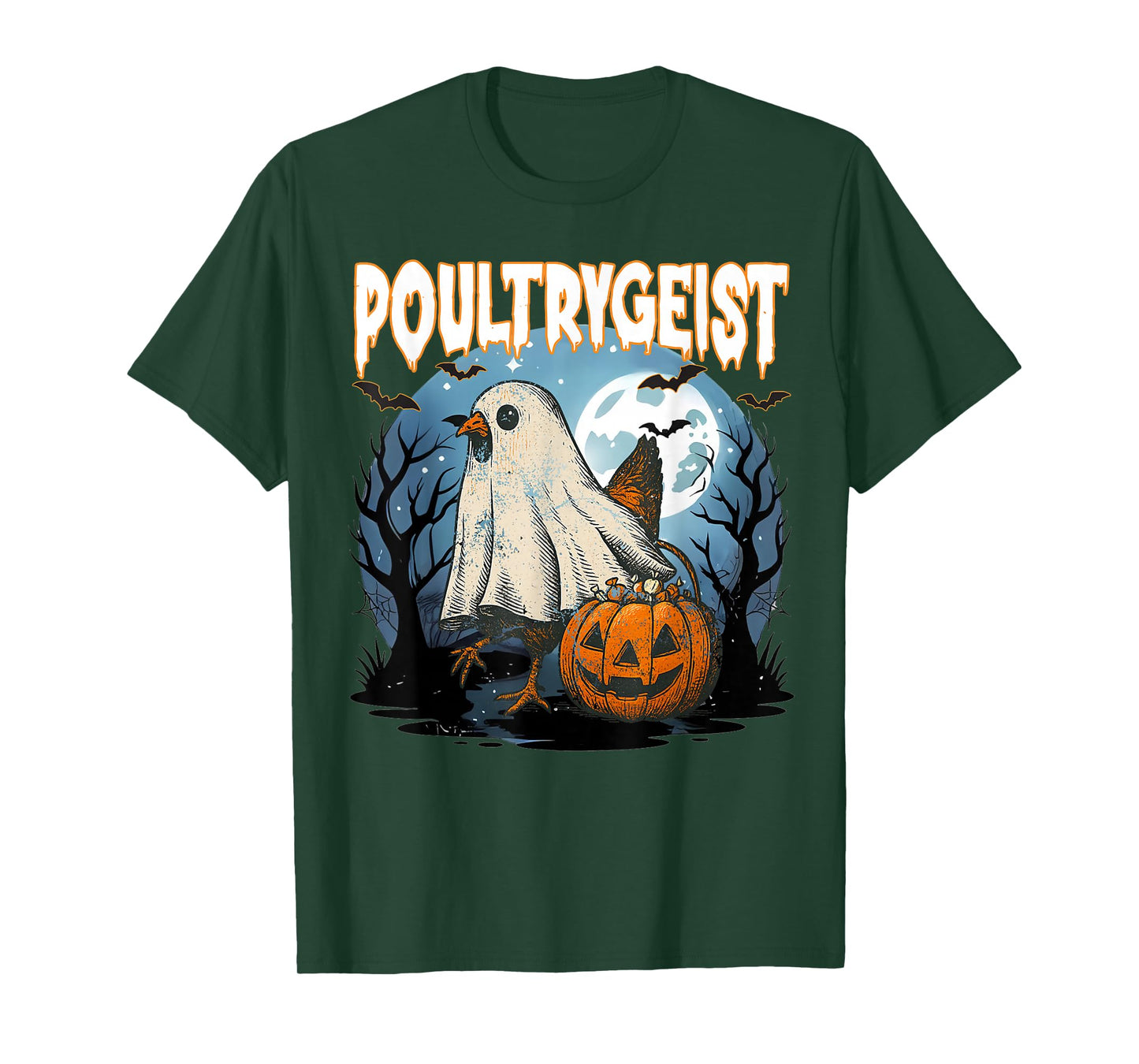 Poultrygeist Funny Halloween Chicken Ghost Costume Pumpkin T-Shirt