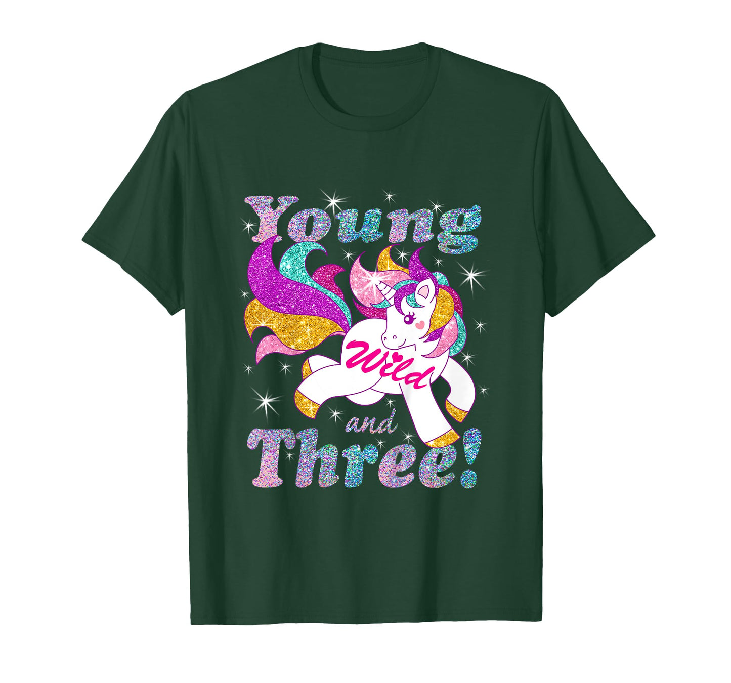 Young Wild and Three (3 year old) Birthday Shirt Girl Outfit T-Shirt