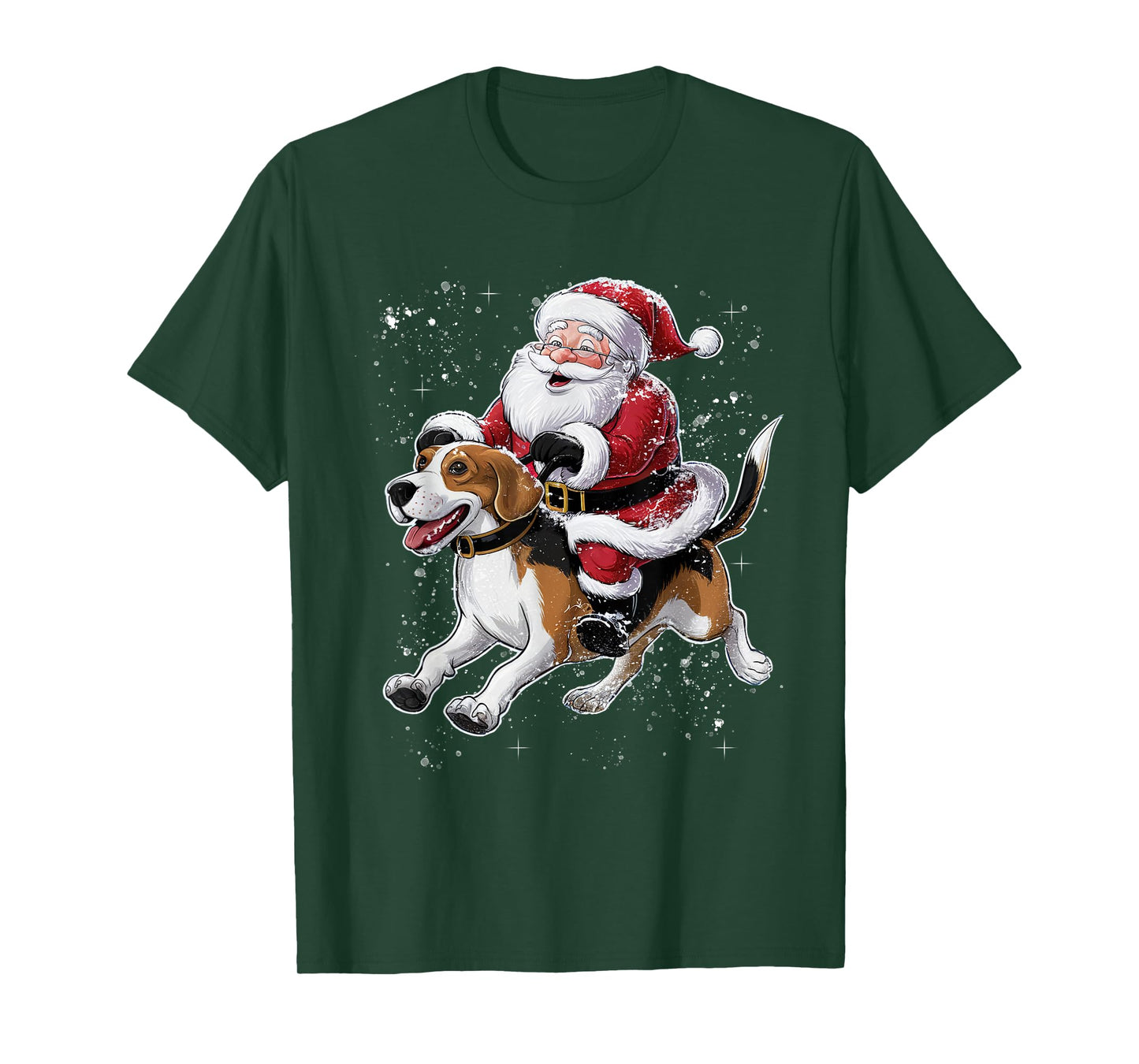 Funny Santa Claus Riding Beagle Dog Christmas T-Shirt for Men Women Kids