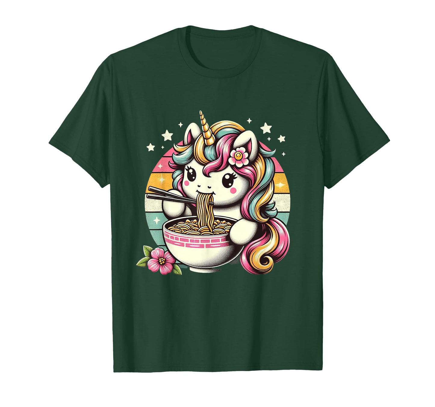 Unicorn Ramen Kawaii Neko Japanese Noodles Aesthetic T-Shirt