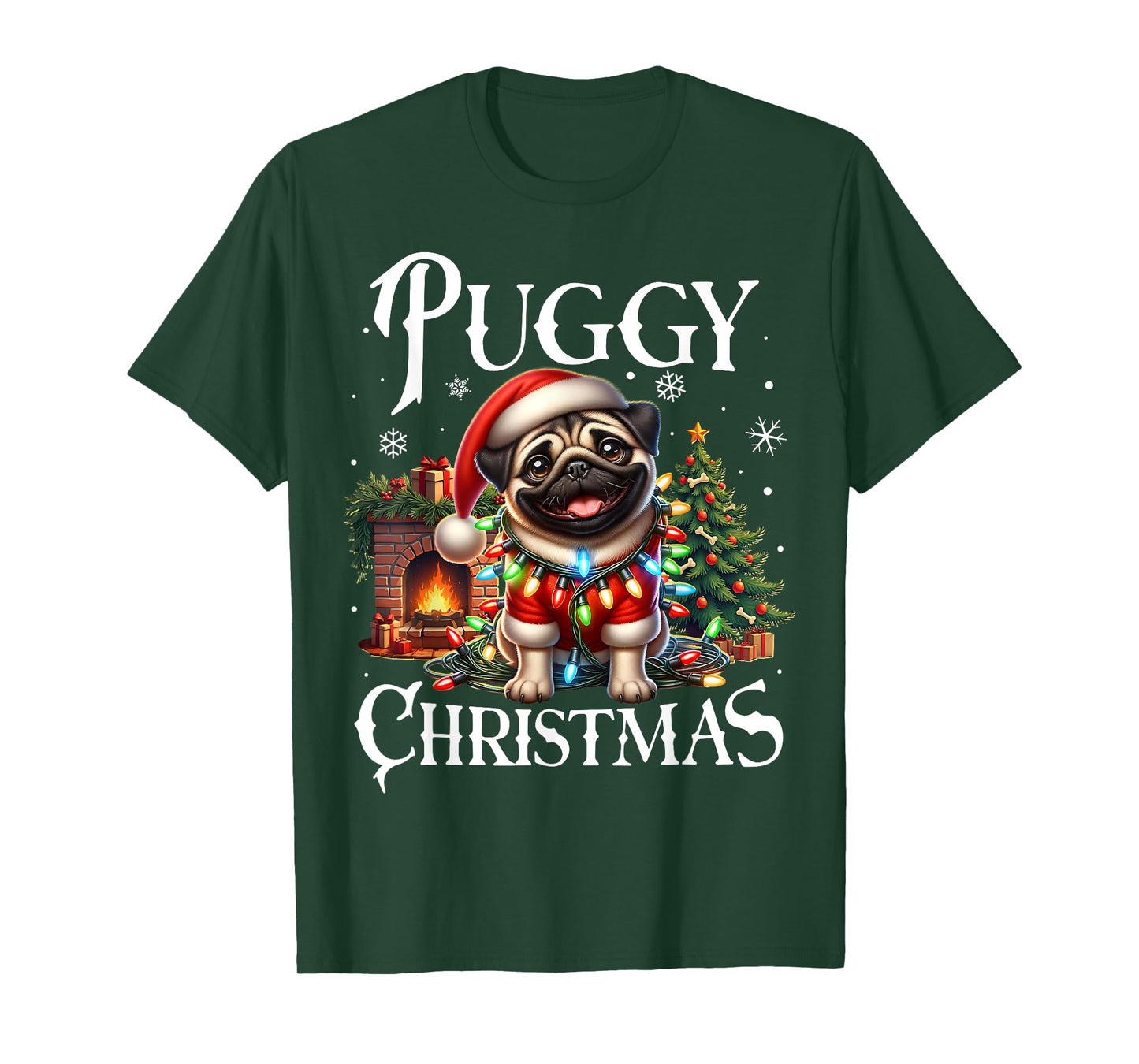 Puggy Christmas Pug Xmas Pug Santa Claus Pug T-Shirt