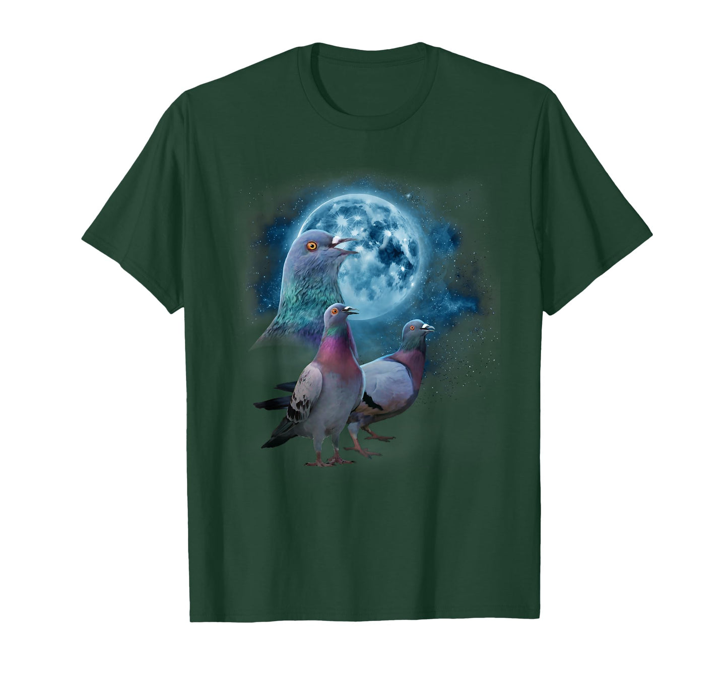 Funny Pigeon Shirt - Funny Pigeons Howling at the Moon T-Shirt