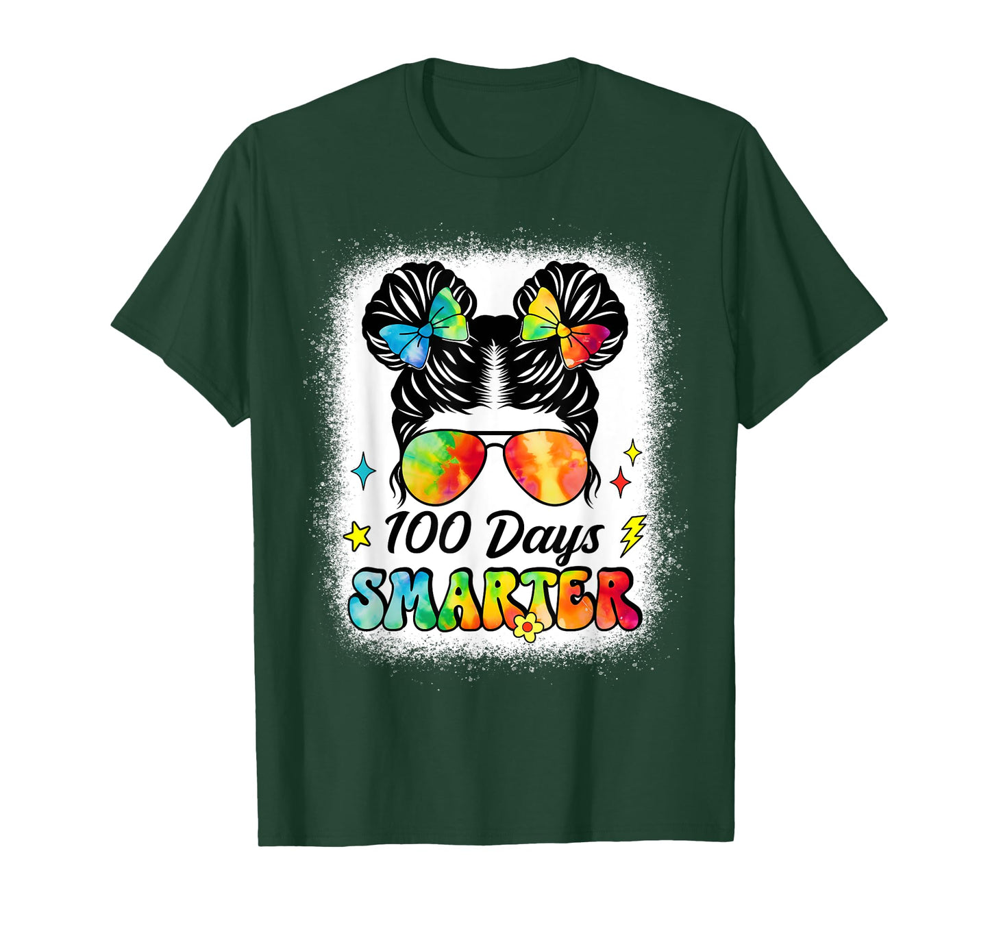 100 Days Smarter Messy Bun Girl 100th Day Of School Kids T-Shirt