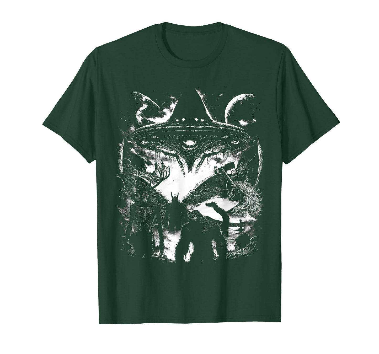 Bigfoot Loch Ness Monster Mothman Wendigo Alien Cryptid T-Shirt
