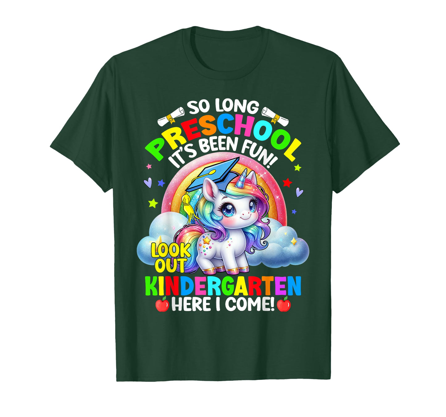 Preschool Graduation 2025 Unicorn Girl 1st Grade Here I Come T-Shirt