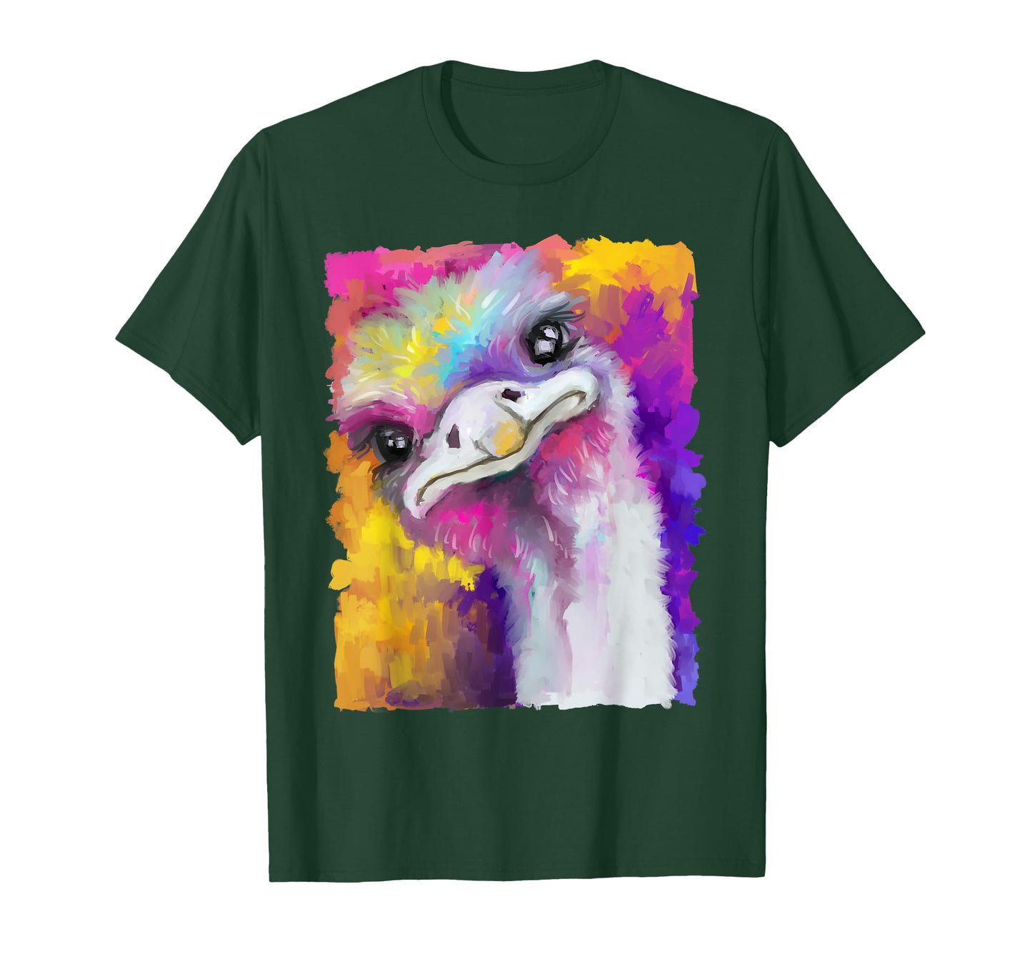 Ostrich Watercolor Funny Animal Lovers Outfit Men Women Kids T-Shirt