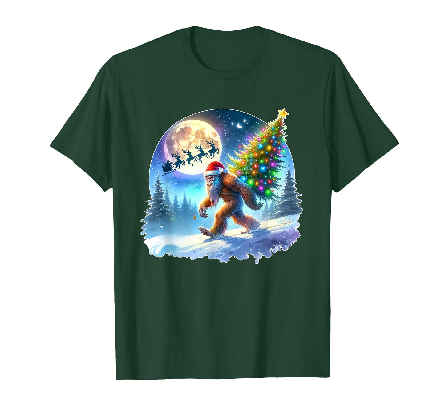 Bigfoot Christmas Santa Holiday Sasquatch Xmas T-Shirt