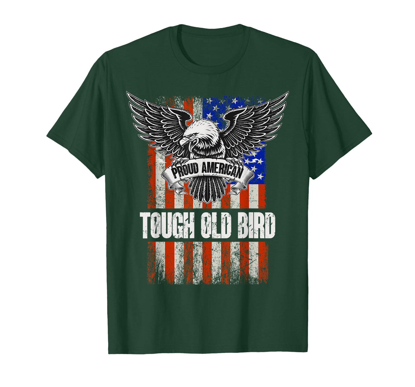 Patriotic American Flag And Eagle - Tough Old Bird T-Shirt