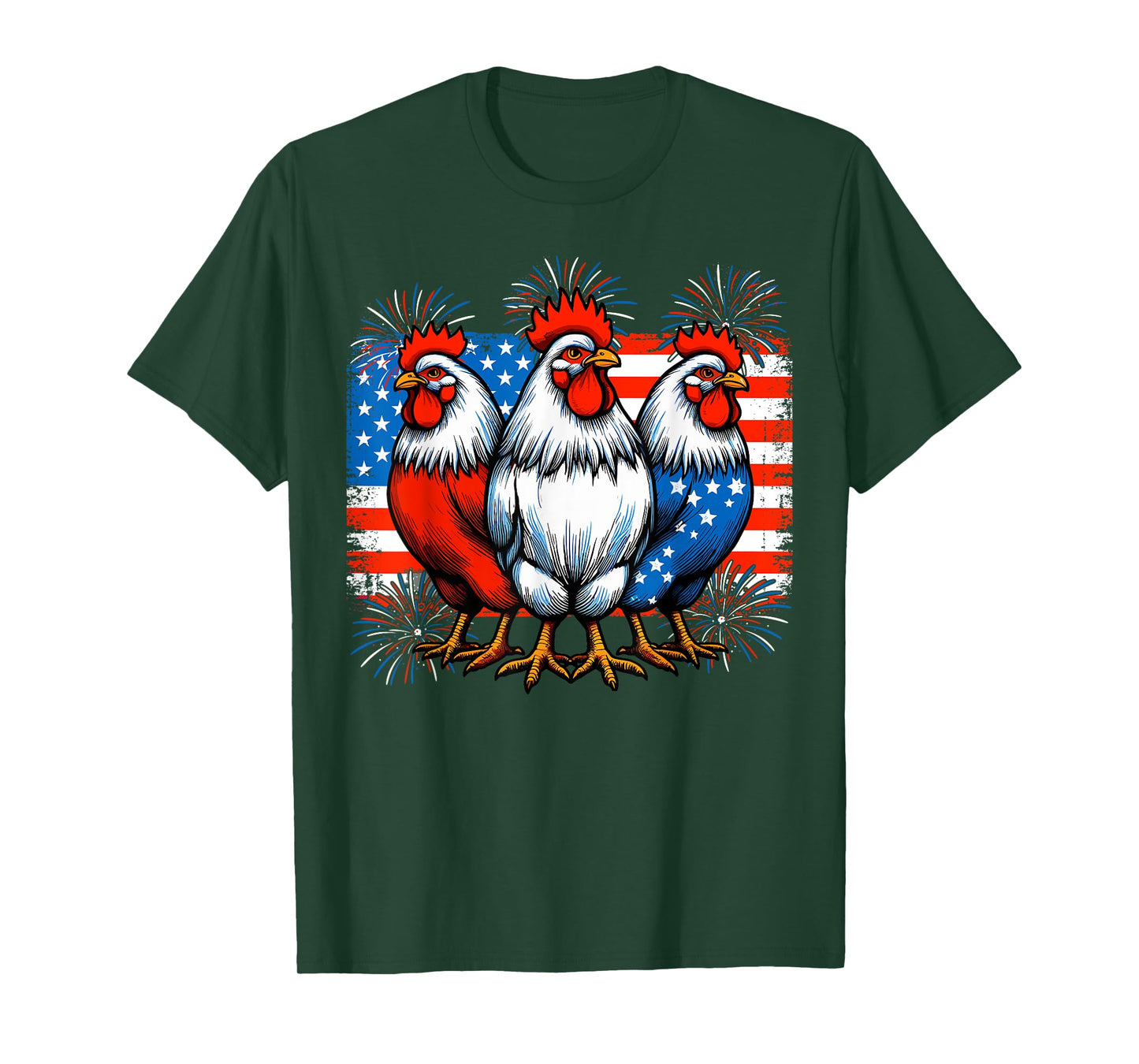 Funny 4th Of July Chickens Lover USA Flag Patriotic Chicken T-Shirt