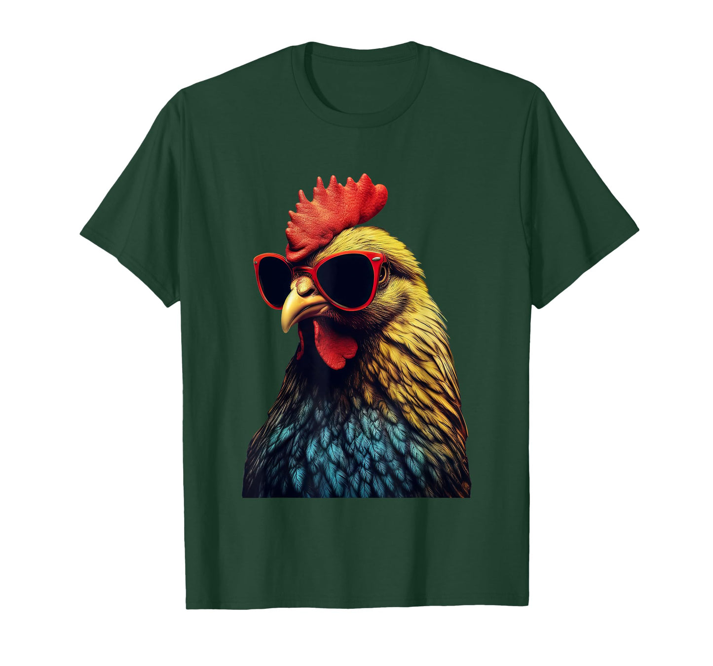 Funny Farm Cicken Animals gift Retro Vintage Chicken Cool Rooster Wearing Sunglasses Unisex-Kids T-Shirt