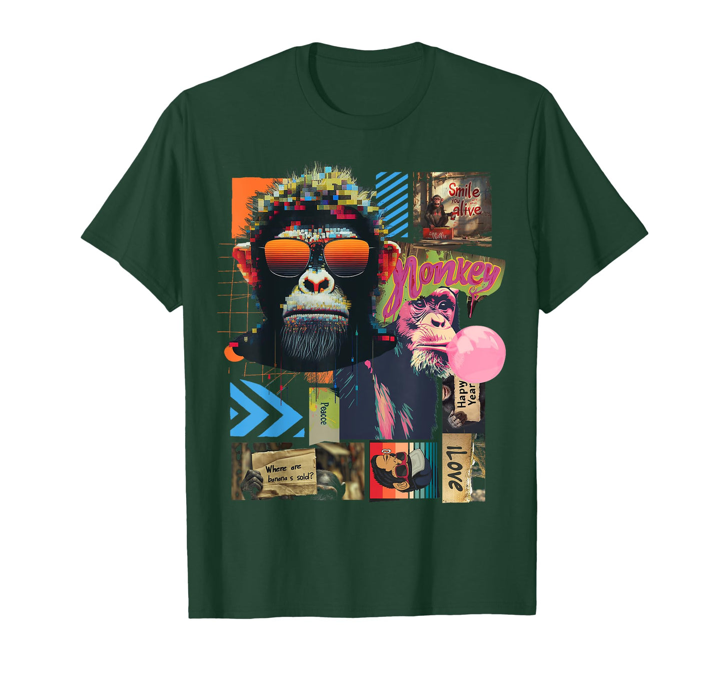 Monkey | Frontprint | Art Graphic Animal Artwork Monkey T-Shirt